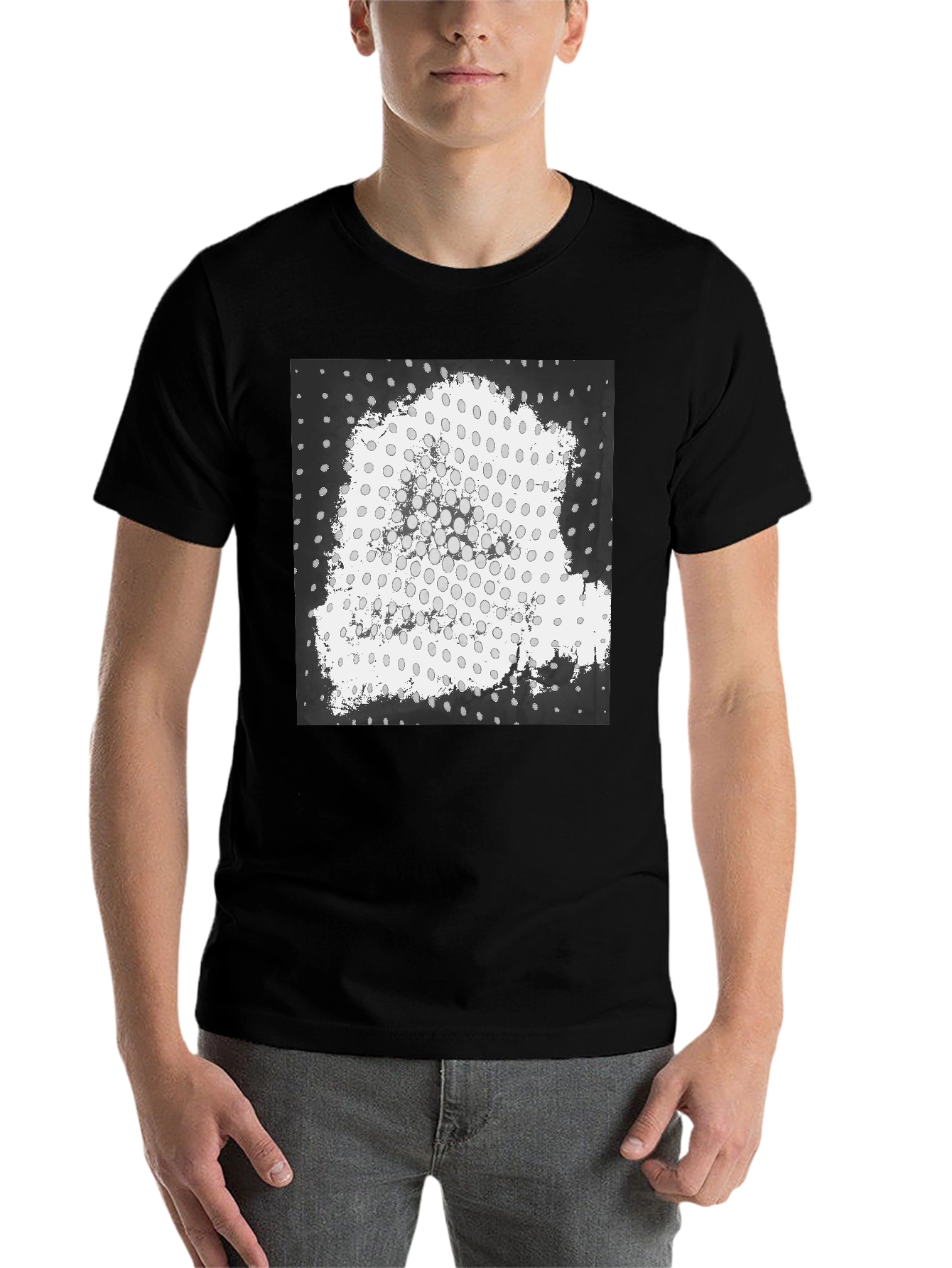 Black Abstract Graphic Print Black Cotton Casual T-Shirt view 7