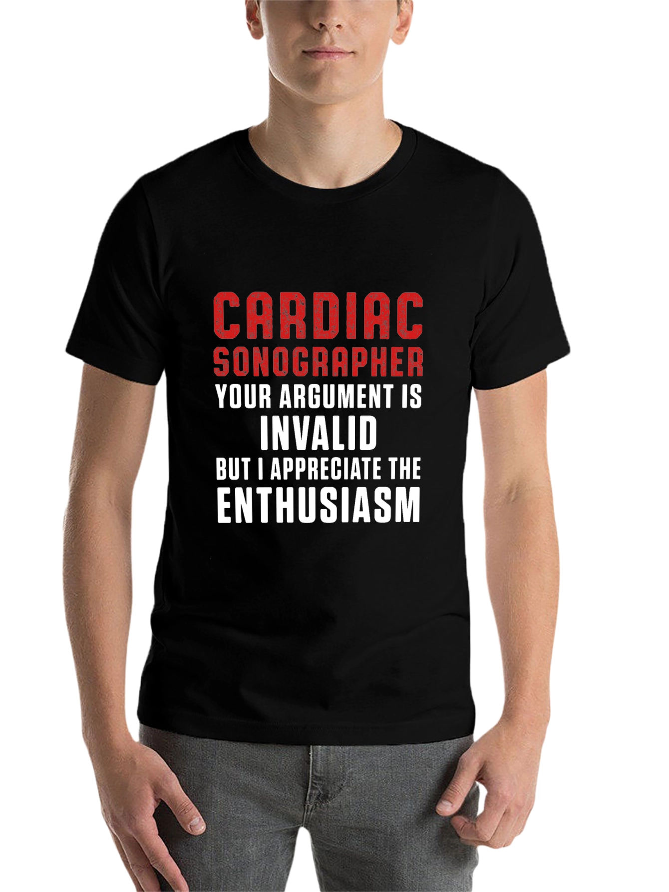 Black Cardiac Sonographer T-Shirt - Funny Argument Humor view 7