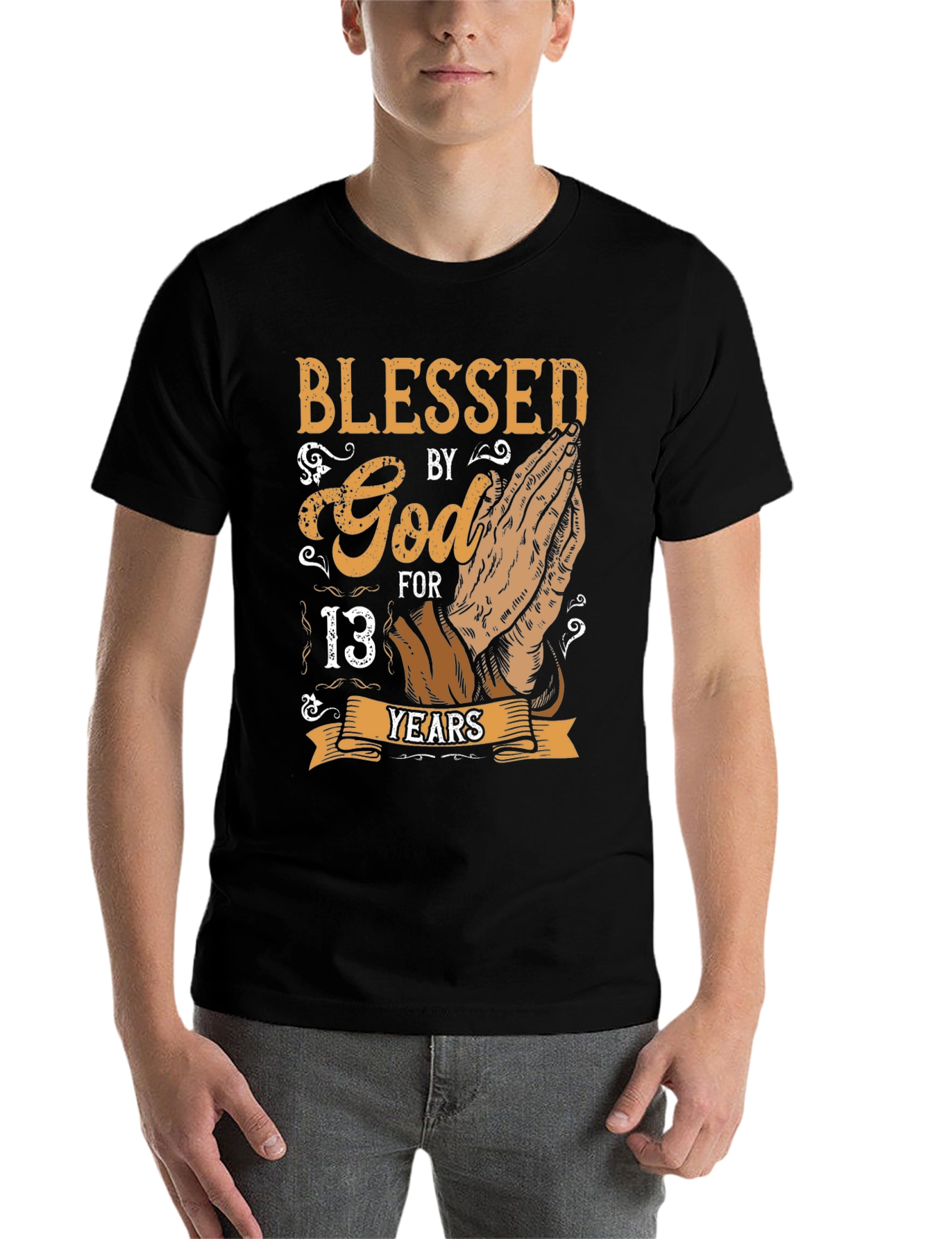 Black Blessed by God 13 Years T-Shirt view 7