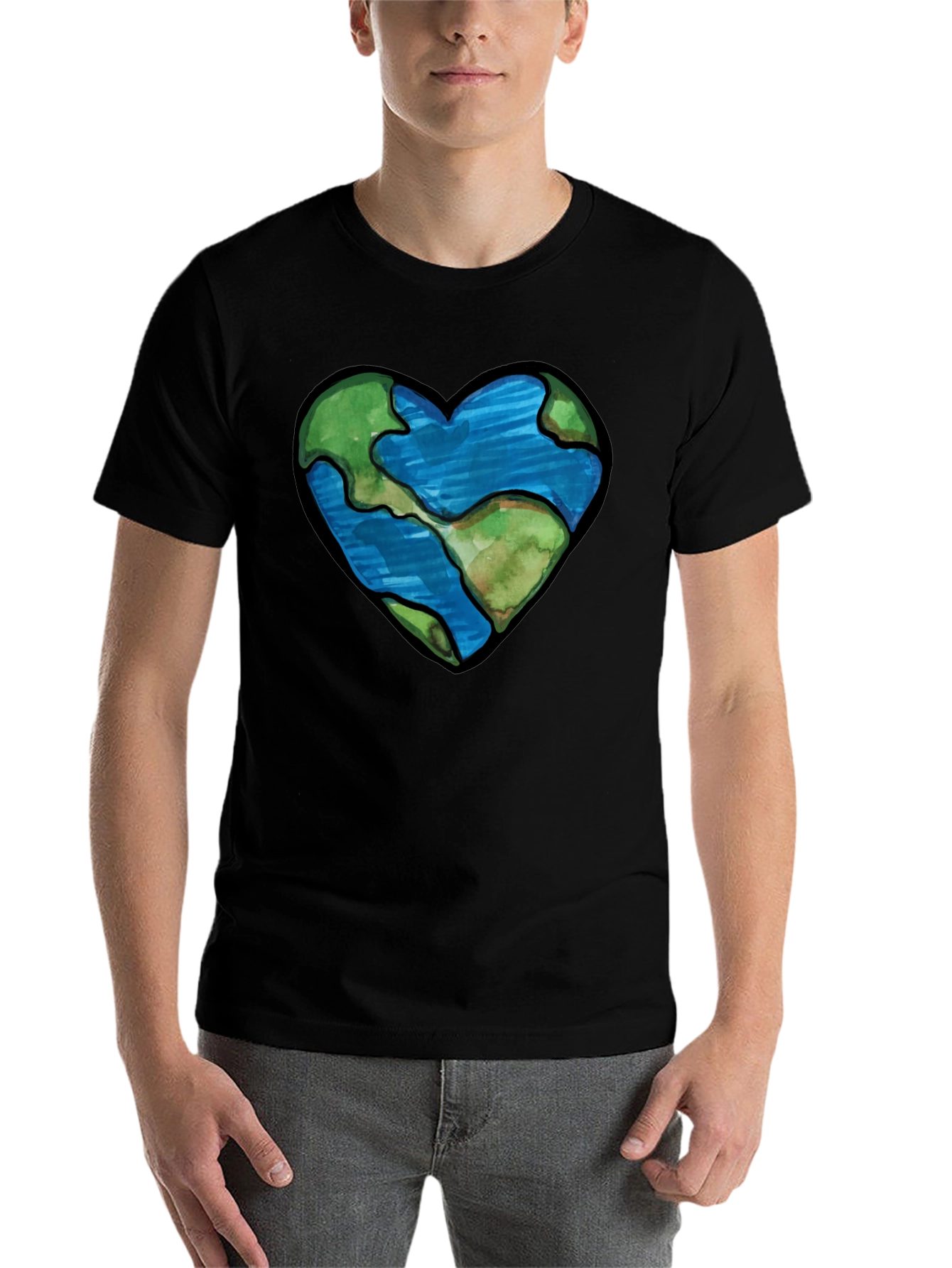 Black Earth Heart Graphic Tee - Black view 7