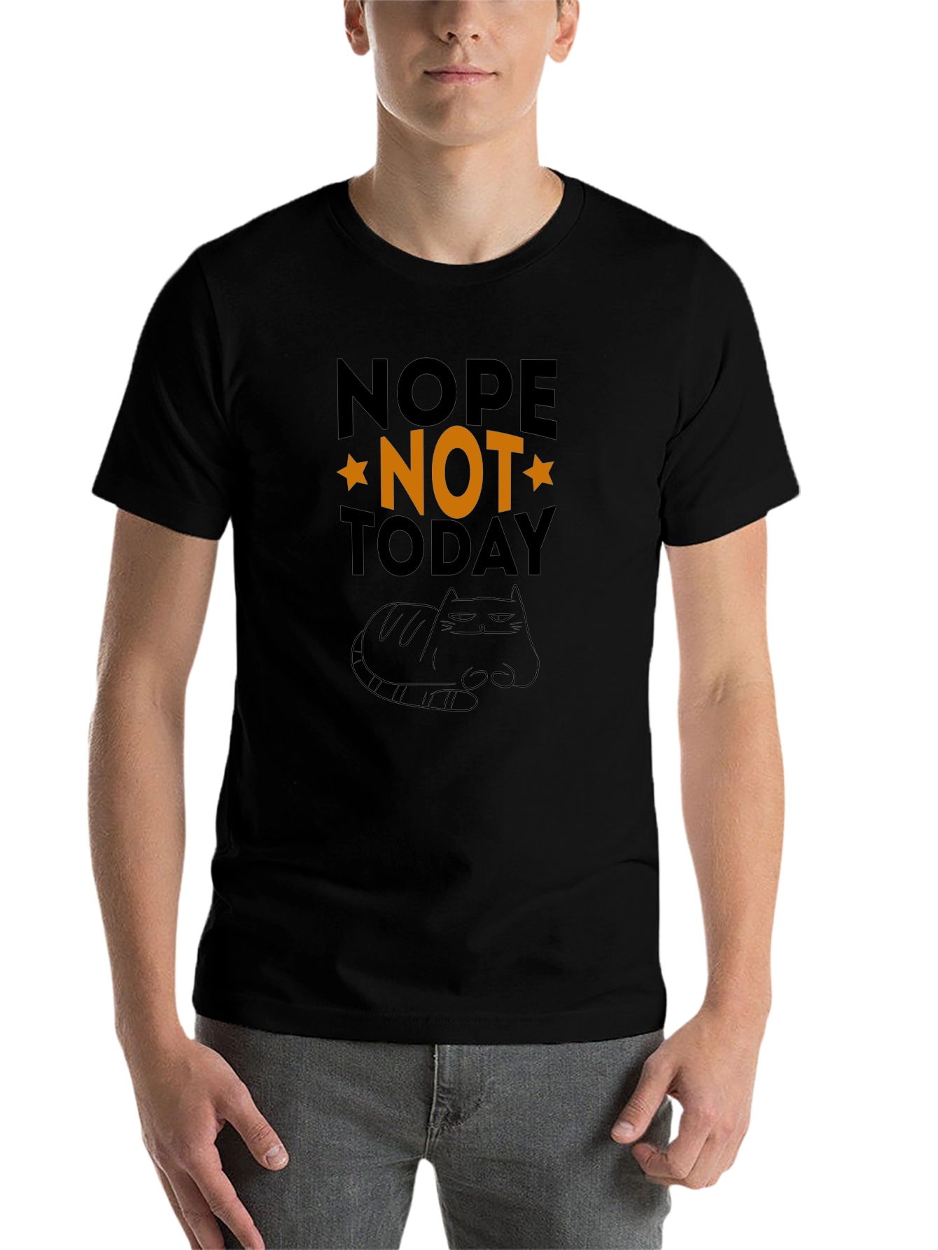 Black Nope Not Today Funny Cat T-Shirt view 7