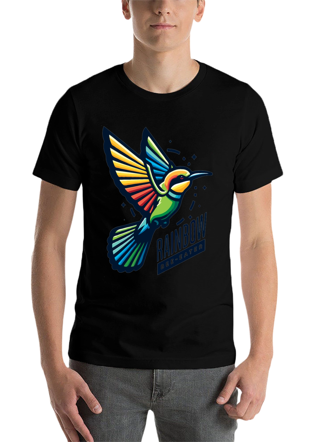 Black Rainbow Hummingbird Graphic Tee - Stylish Bird Lover Shirt view 7