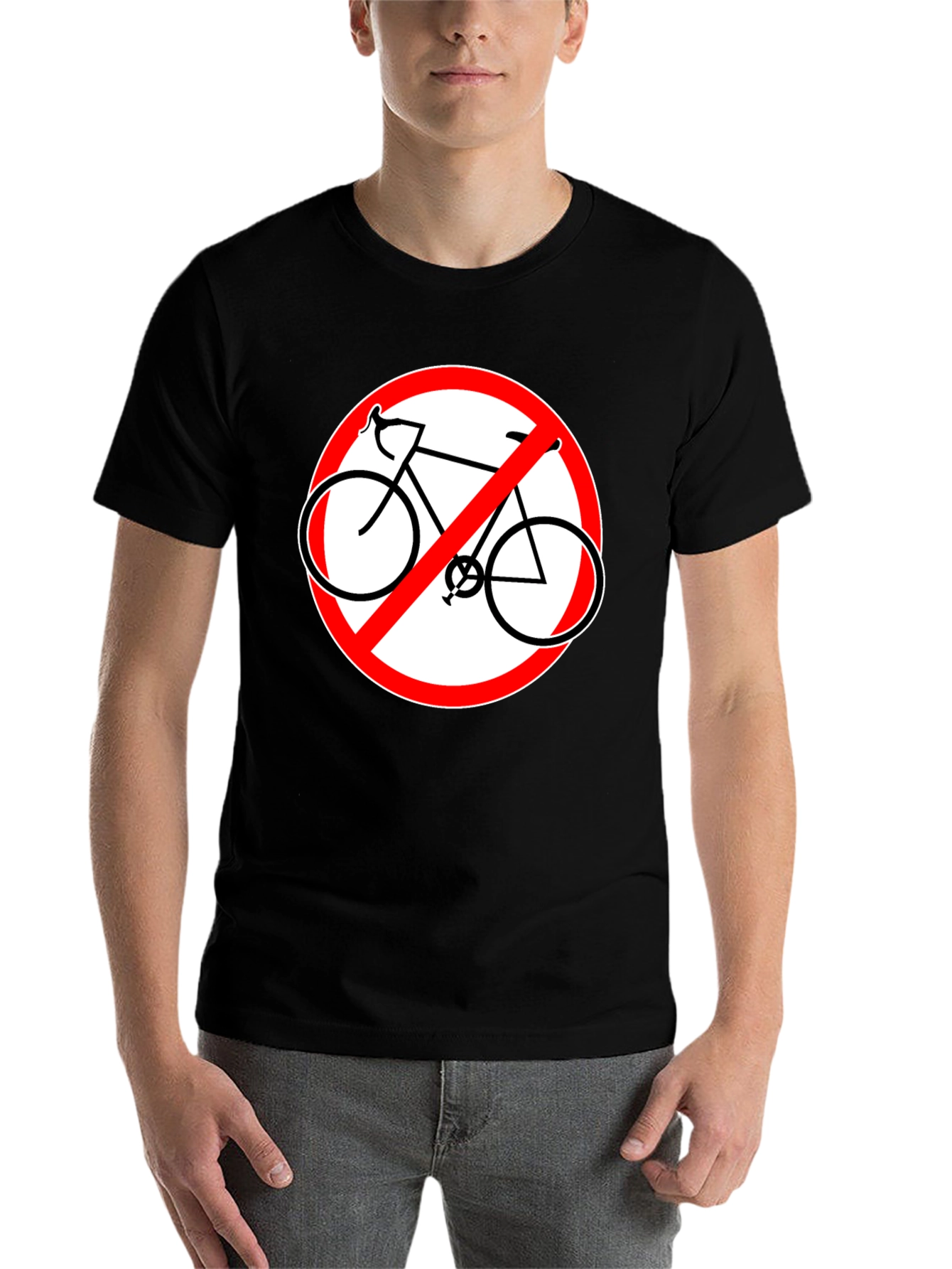 Black No Bicycles Allowed Graphic Black T-Shirt view 7