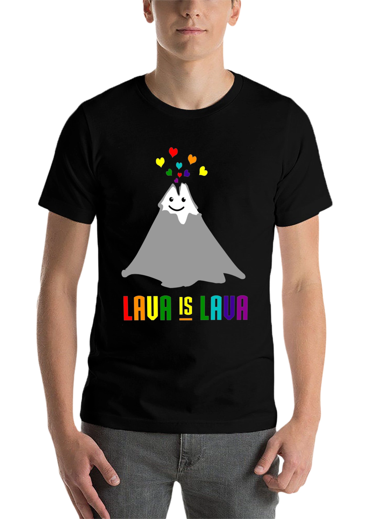Lava Is Lava Volcano Rainbow Heart Pride T-Shirt - 7