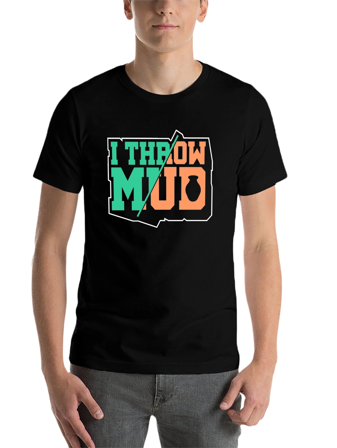 Black I Throw Mud Pottery T-Shirt view 7