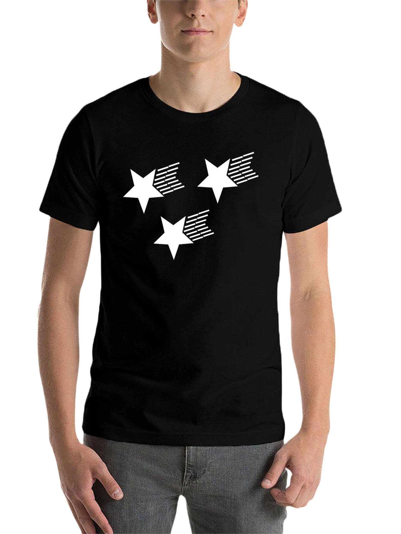 Black Stars Graphic T-Shirt | Black Cotton Tee view 7