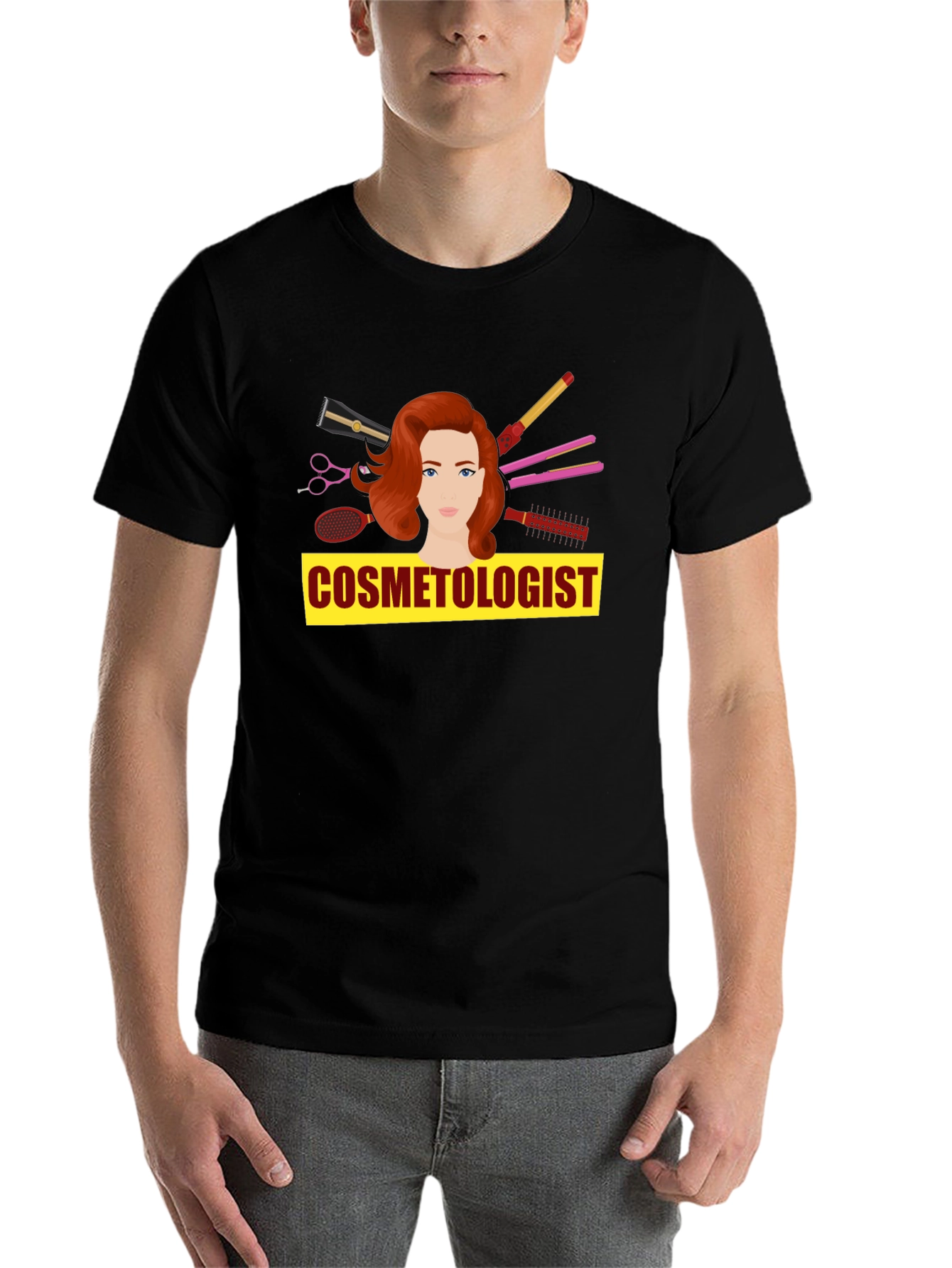 Black Cosmetologist T-Shirt - Hair Stylist Tee view 7