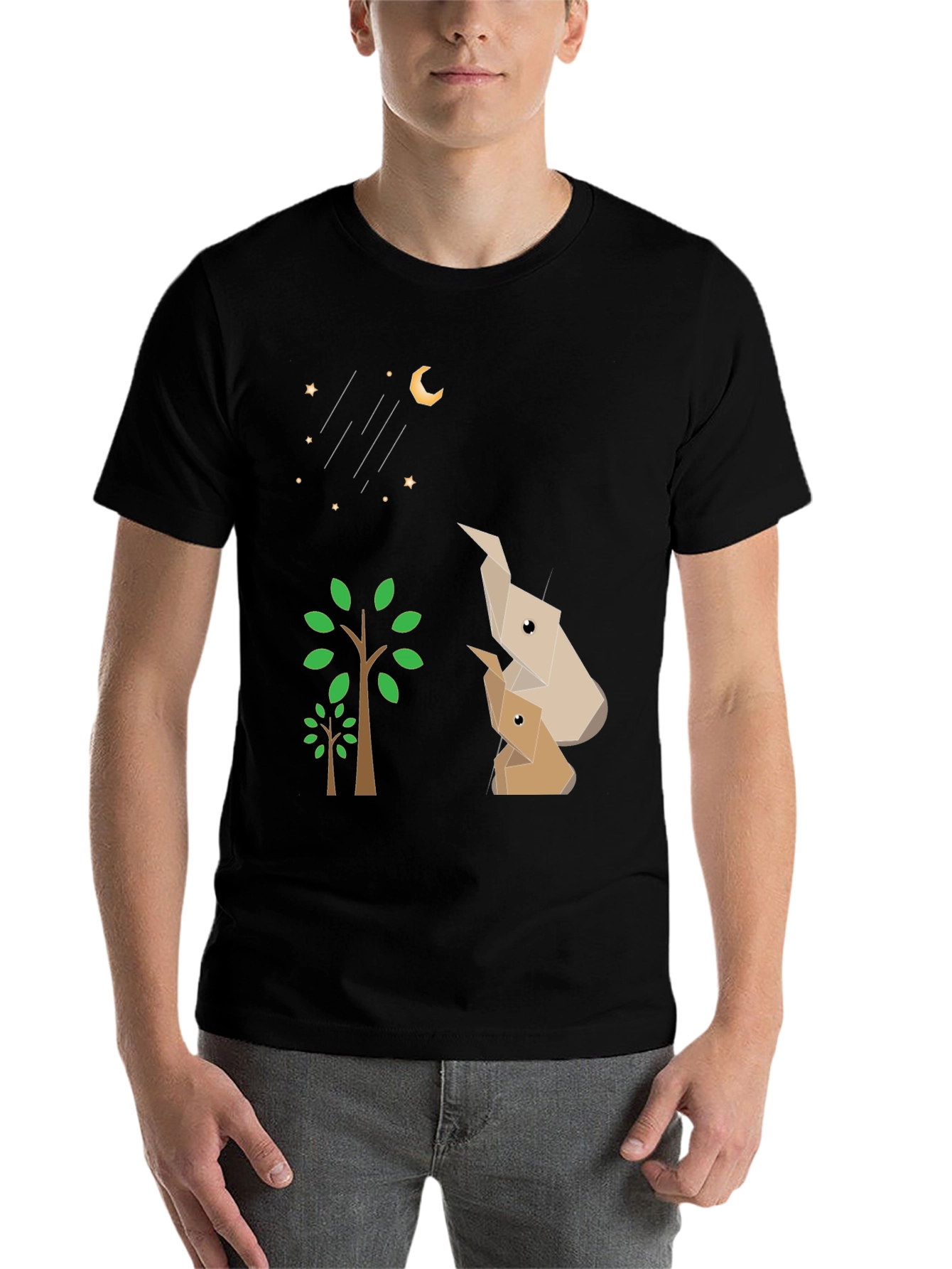 Black Origami Animals Black Graphic Tee view 7