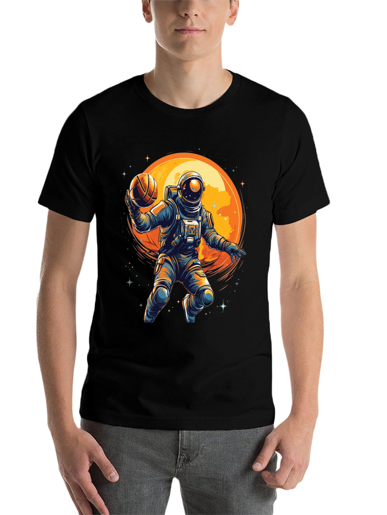 Black Astronaut Basketball Graphic T-Shirt view 7