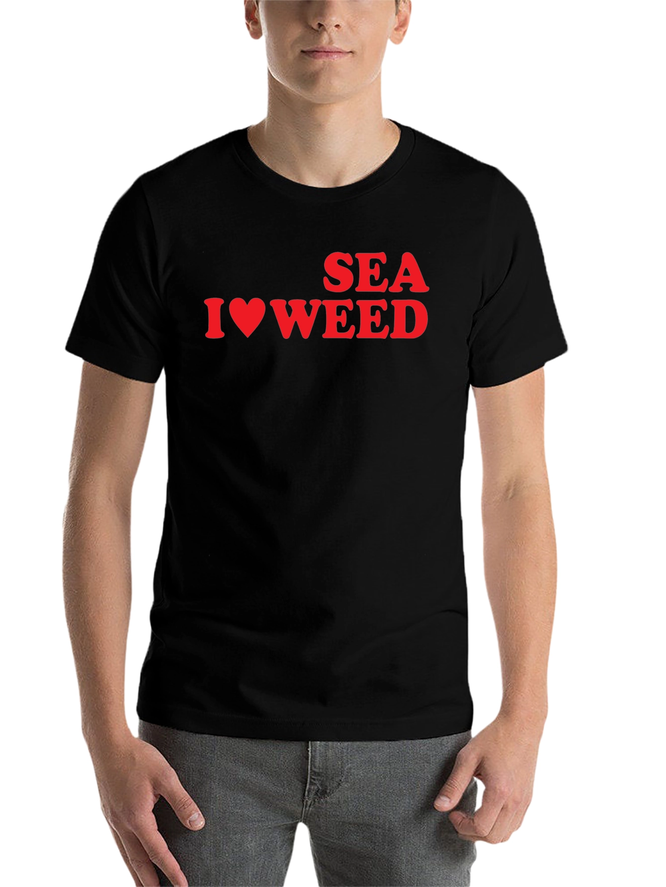 Black I Love Weed T-Shirt - Funny Slogan Tee view 7