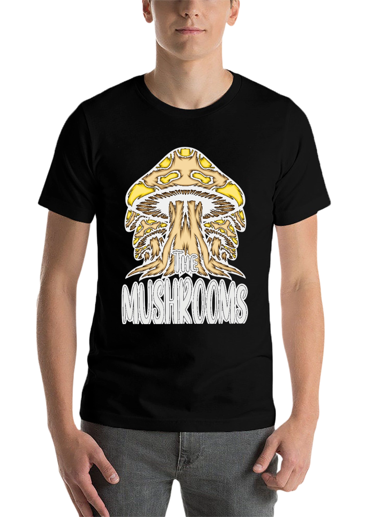 Black The Mushrooms Graphic Tee - Black Cotton Blend Shirt view 7