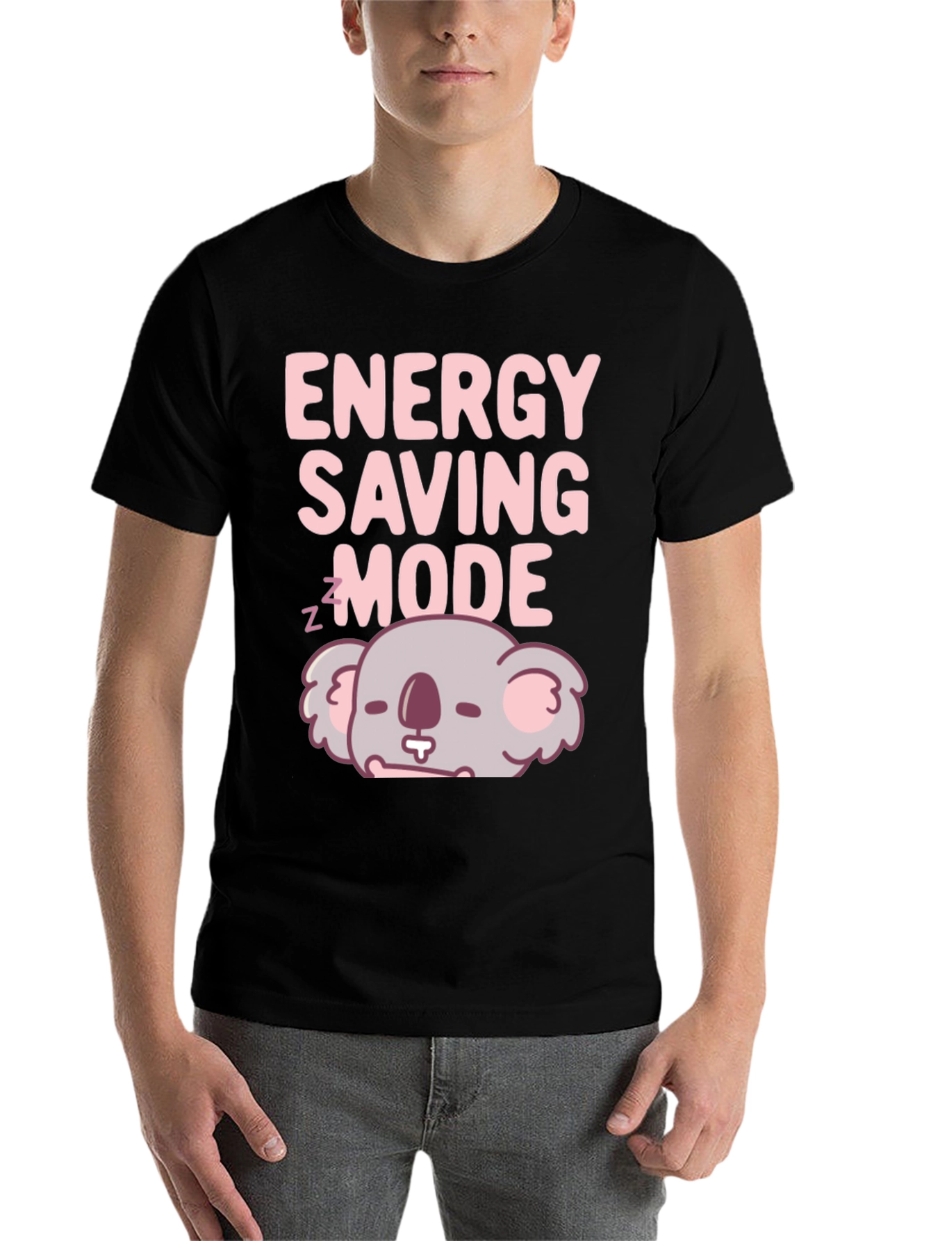 Black Energy Saving Mode Koala T-Shirt view 7