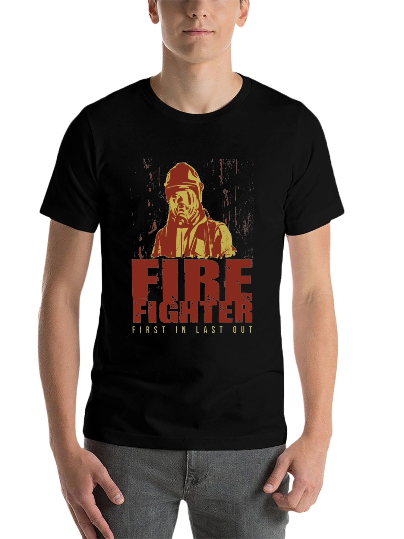 Black Firefighter First In Last Out Graphic T-Shirt view 7