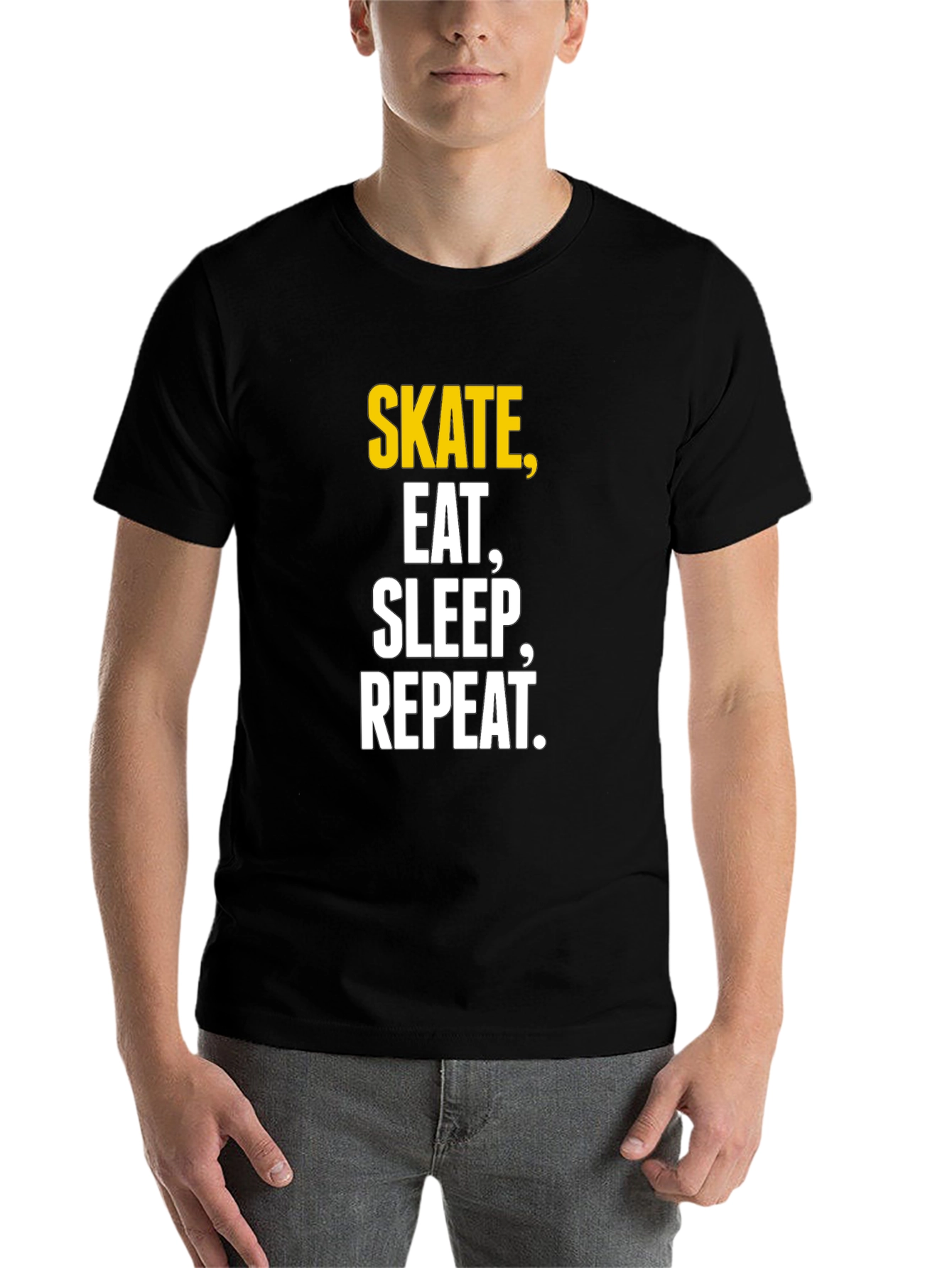 Black Skate Eat Sleep Repeat Graphic T-Shirt - Black Cotton Tee view 7