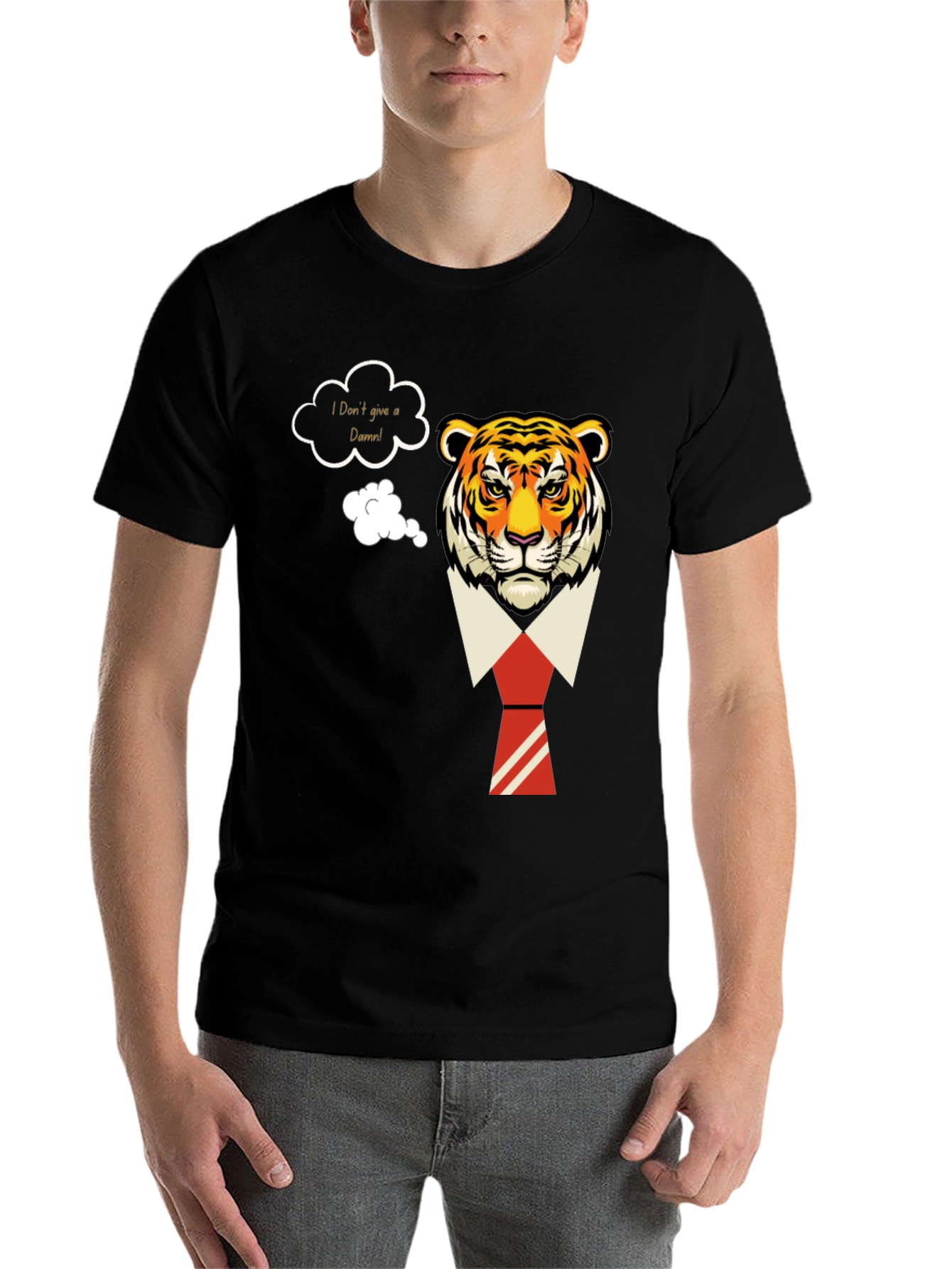 Black I Don't Give a Damn Tiger T-Shirt view 7