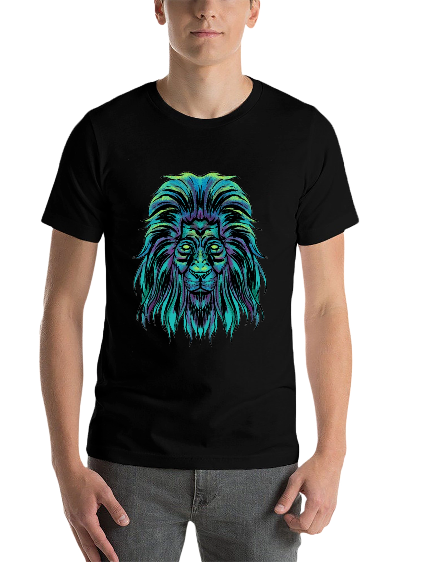 Black Lion Graphic Black T-Shirt view 7