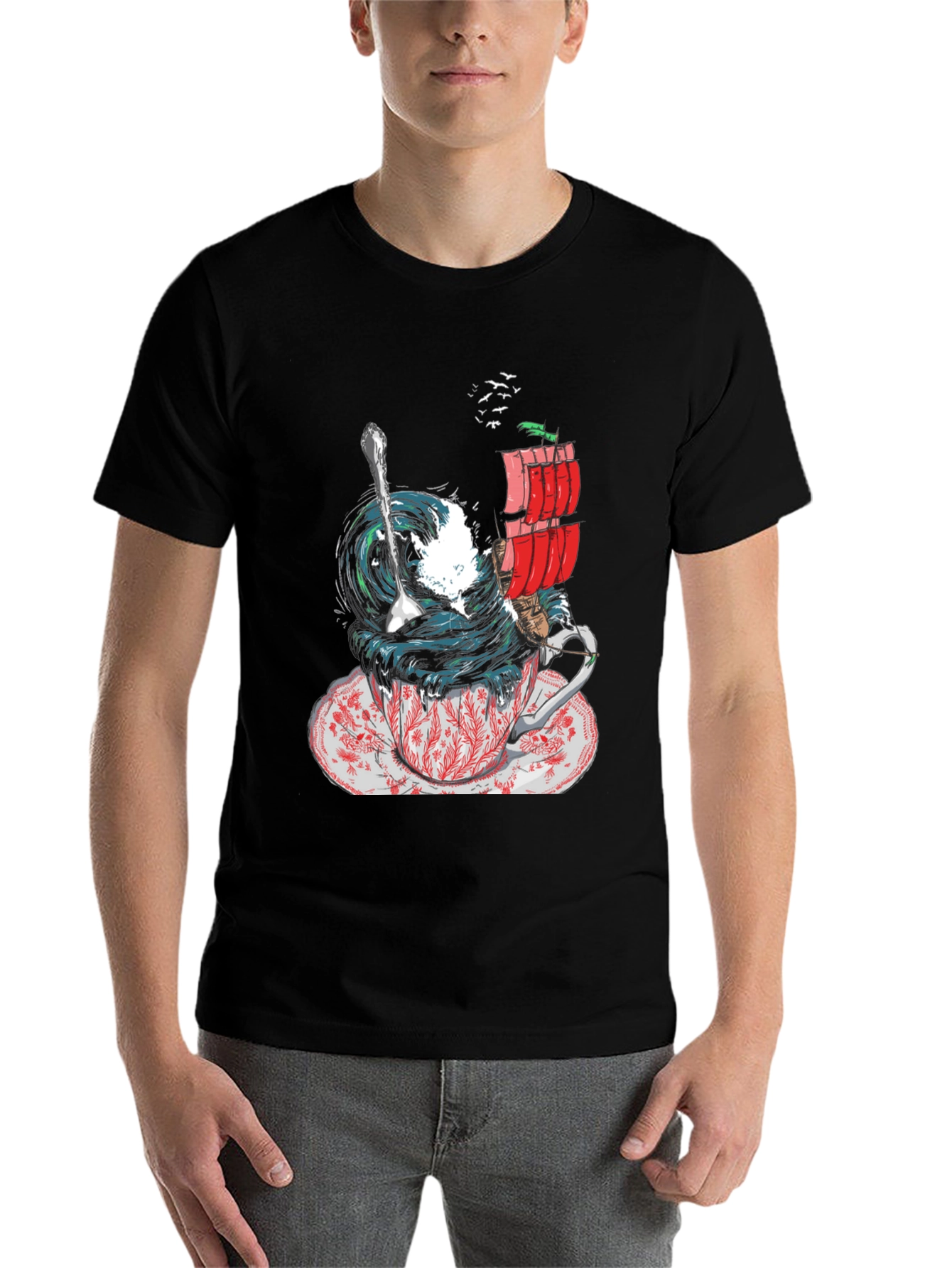 Black Teacup Tempest Graphic T-Shirt view 7