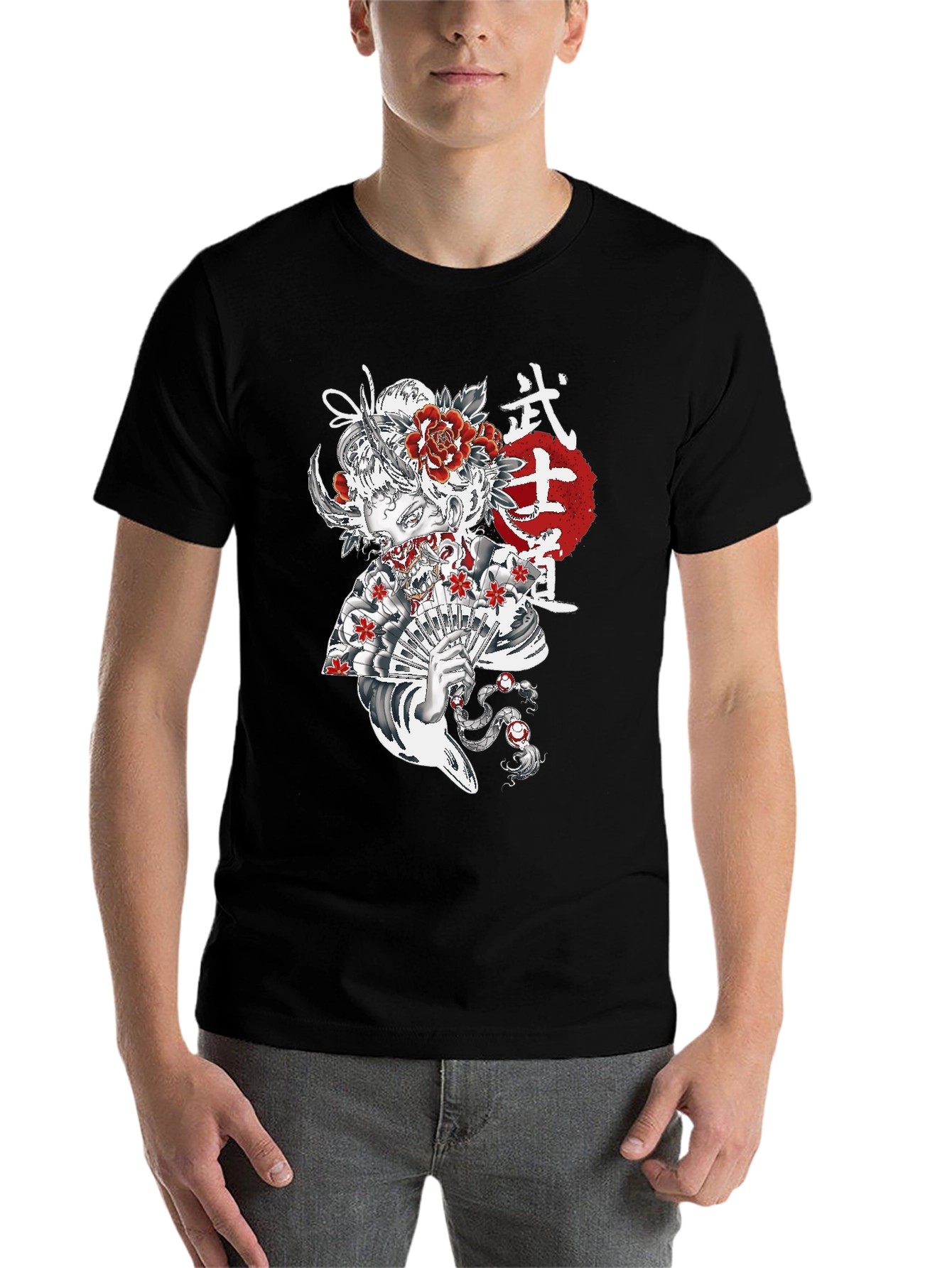 Black Japanese Geisha T-Shirt view 7
