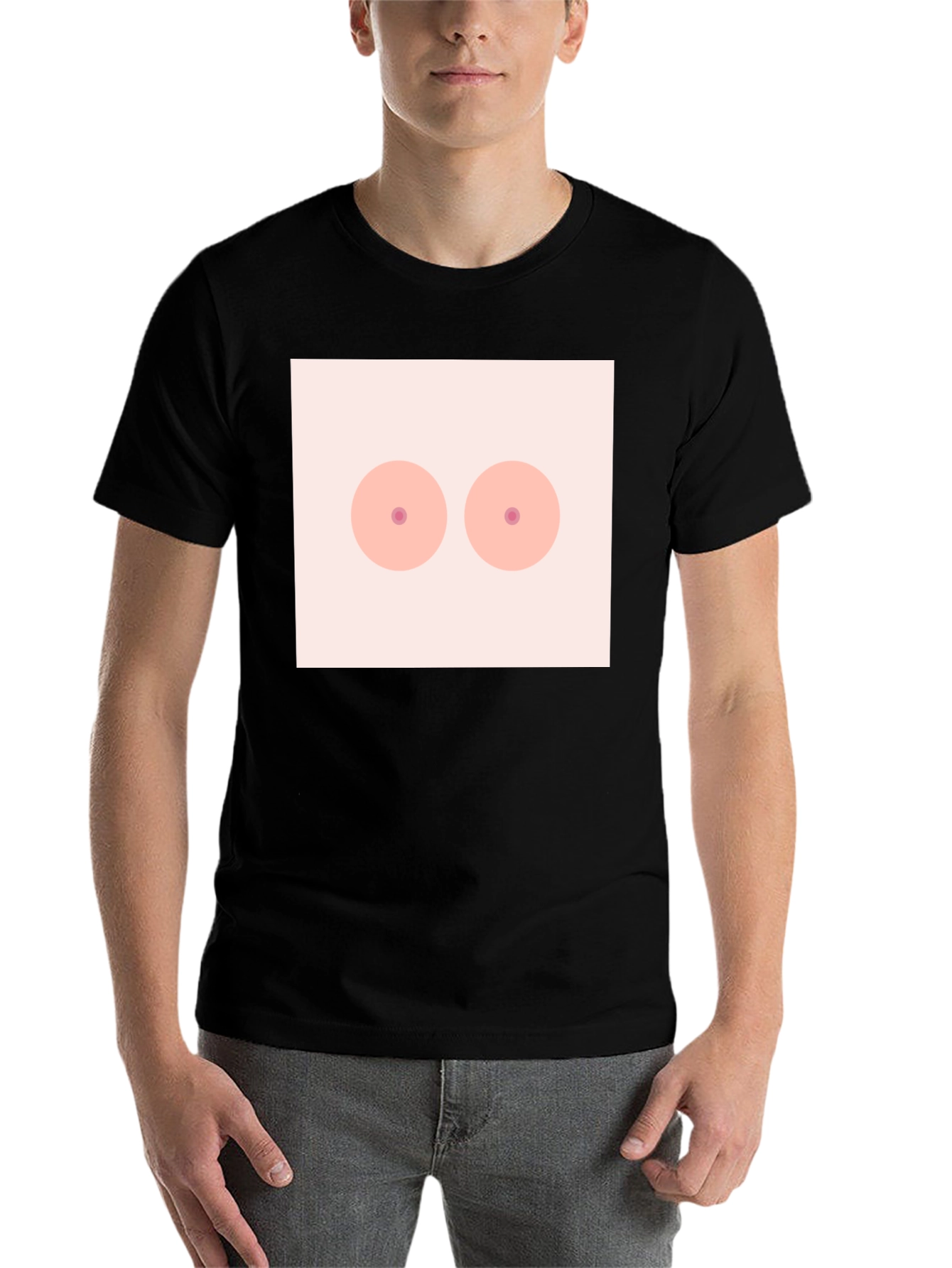 Black Novelty Graphic T-Shirt - Boobs Design view 7