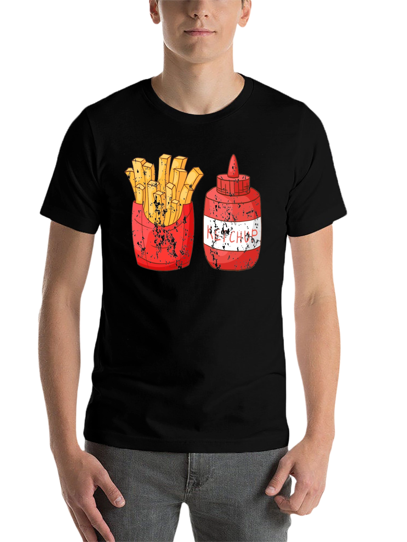 Black Fries and Ketchup Graphic Tee view 7