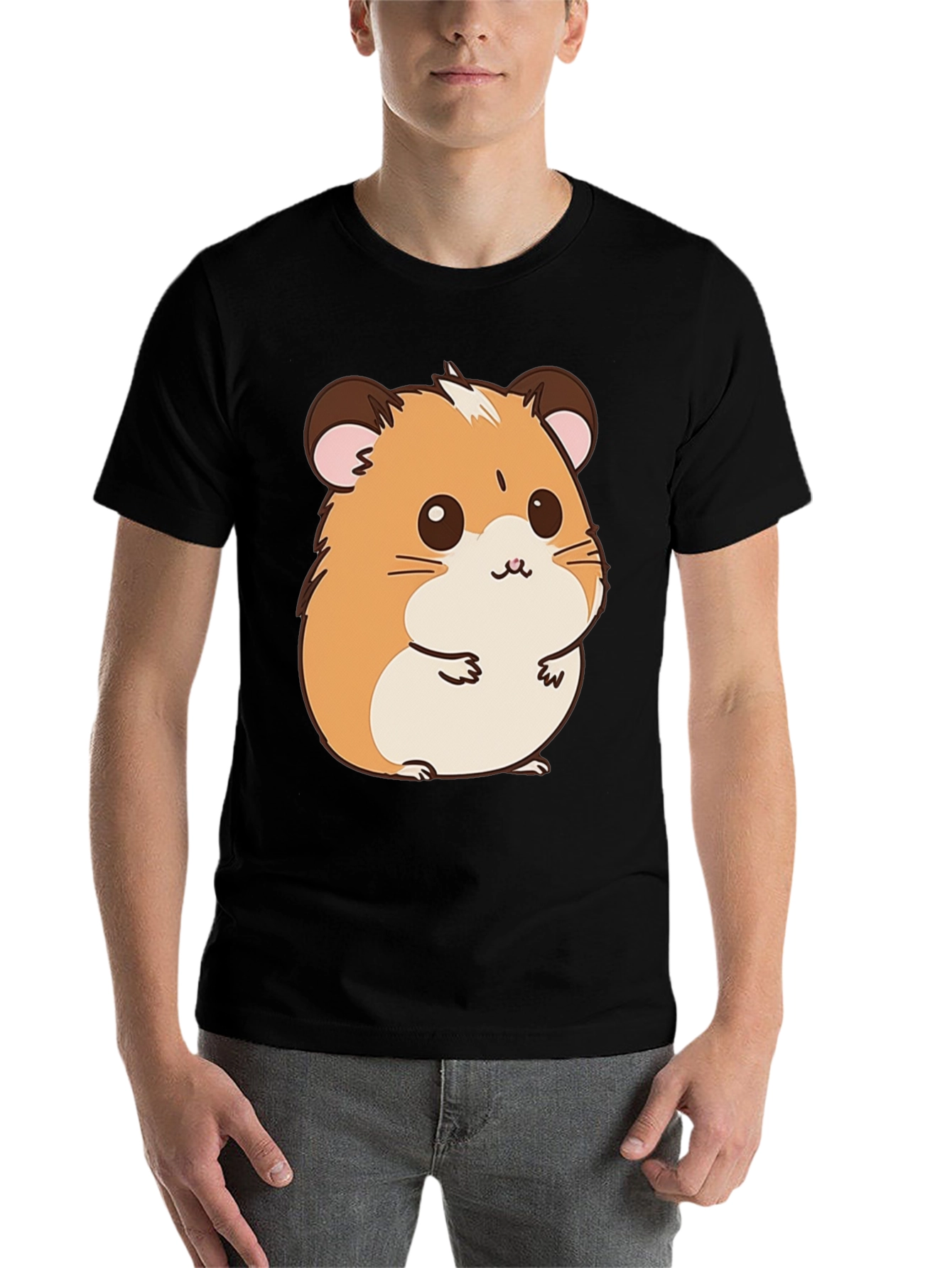 Black Cute Hamster Graphic T-Shirt -  Fun Pet Lover Tee view 7