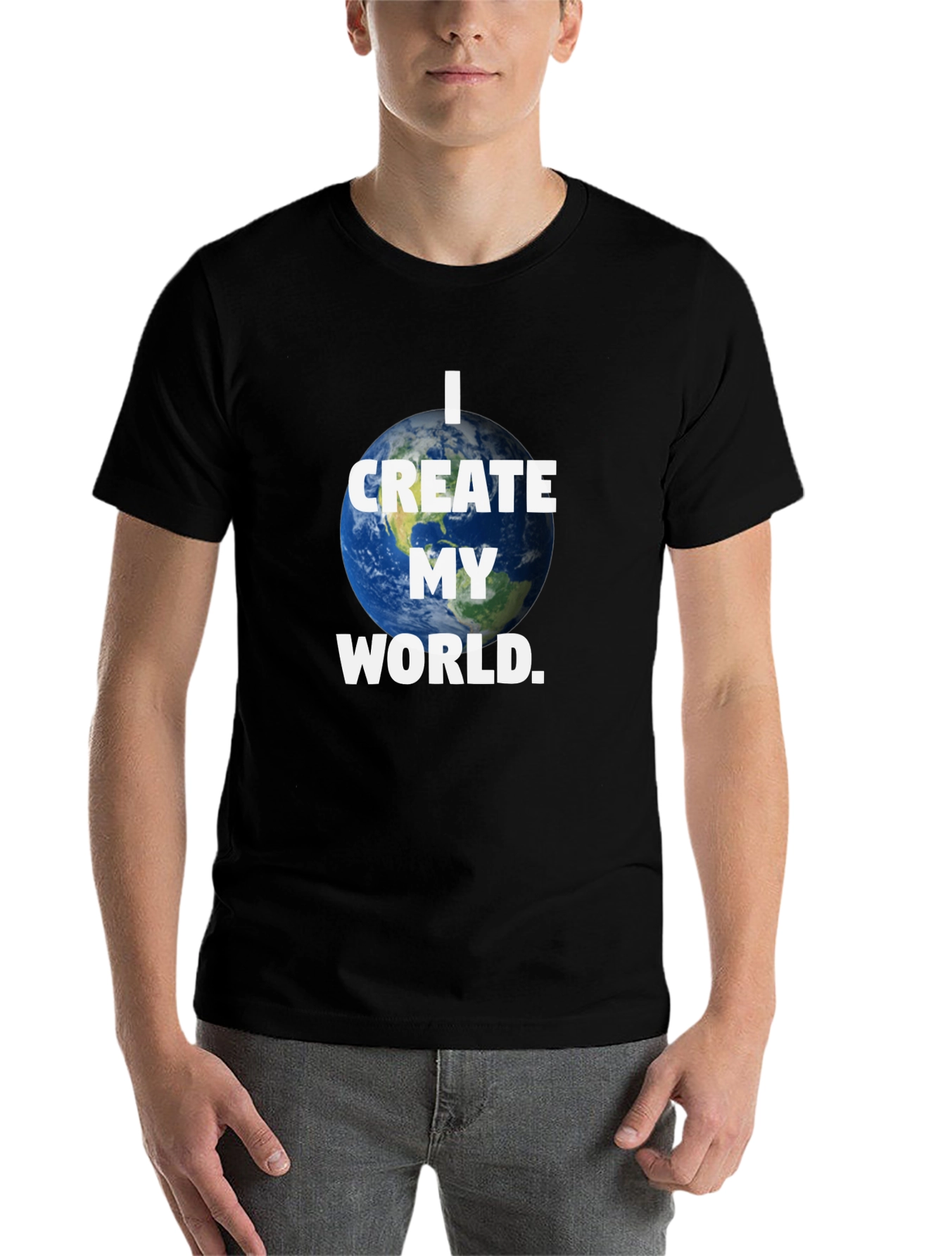 I Create My World Graphic Print Black T-Shirt - 7