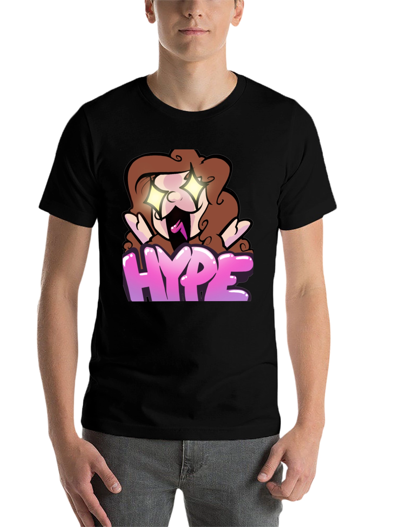 Black Hype Cartoon Graphic Black T-Shirt view 7