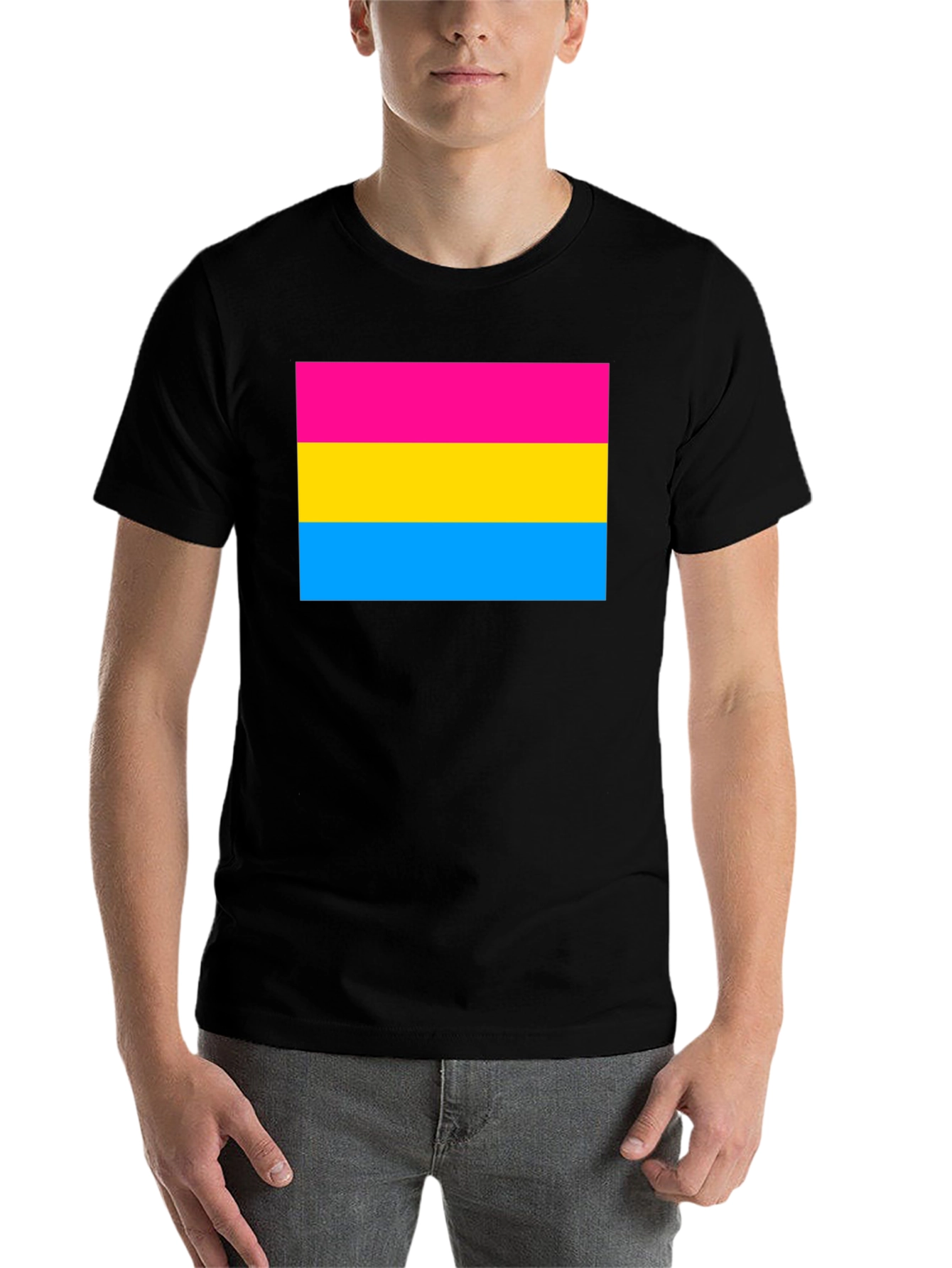 Black Pansexual Pride Flag T-Shirt view 7