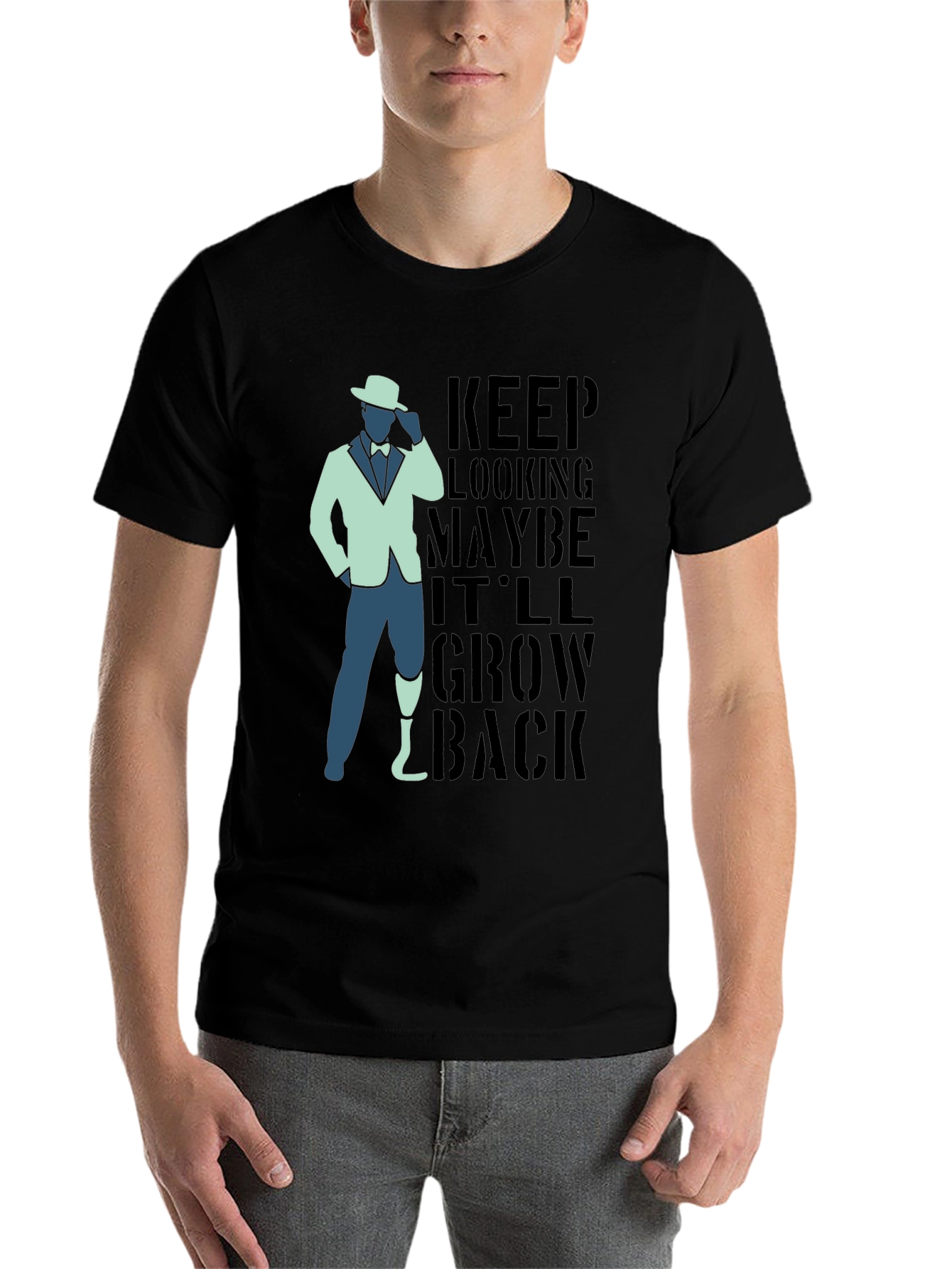 Black Keep Looking Humor Graphic T-Shirt view 7
