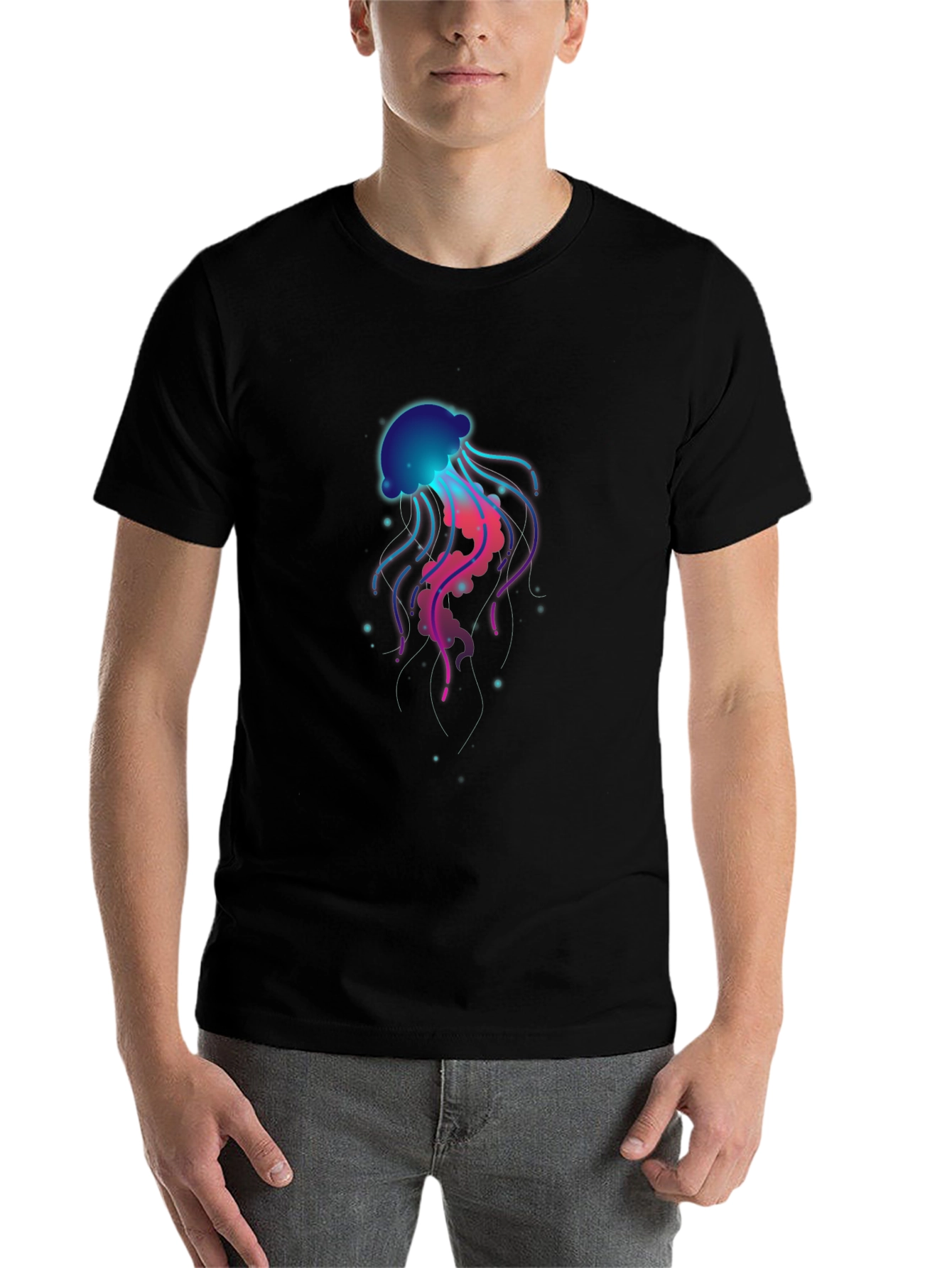 Black Neon Jellyfish Graphic T-Shirt - Unique Design view 7