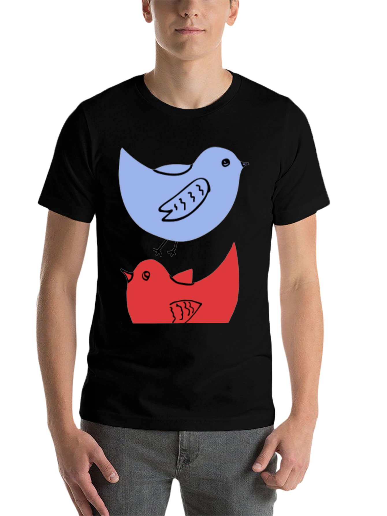Black Birds Graphic Tee - Casual Cotton T-Shirt view 7