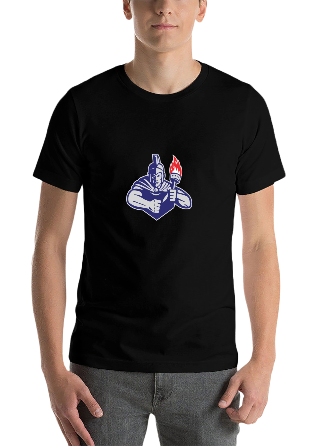 Black Spartan Torch Graphic T-Shirt - Black view 7