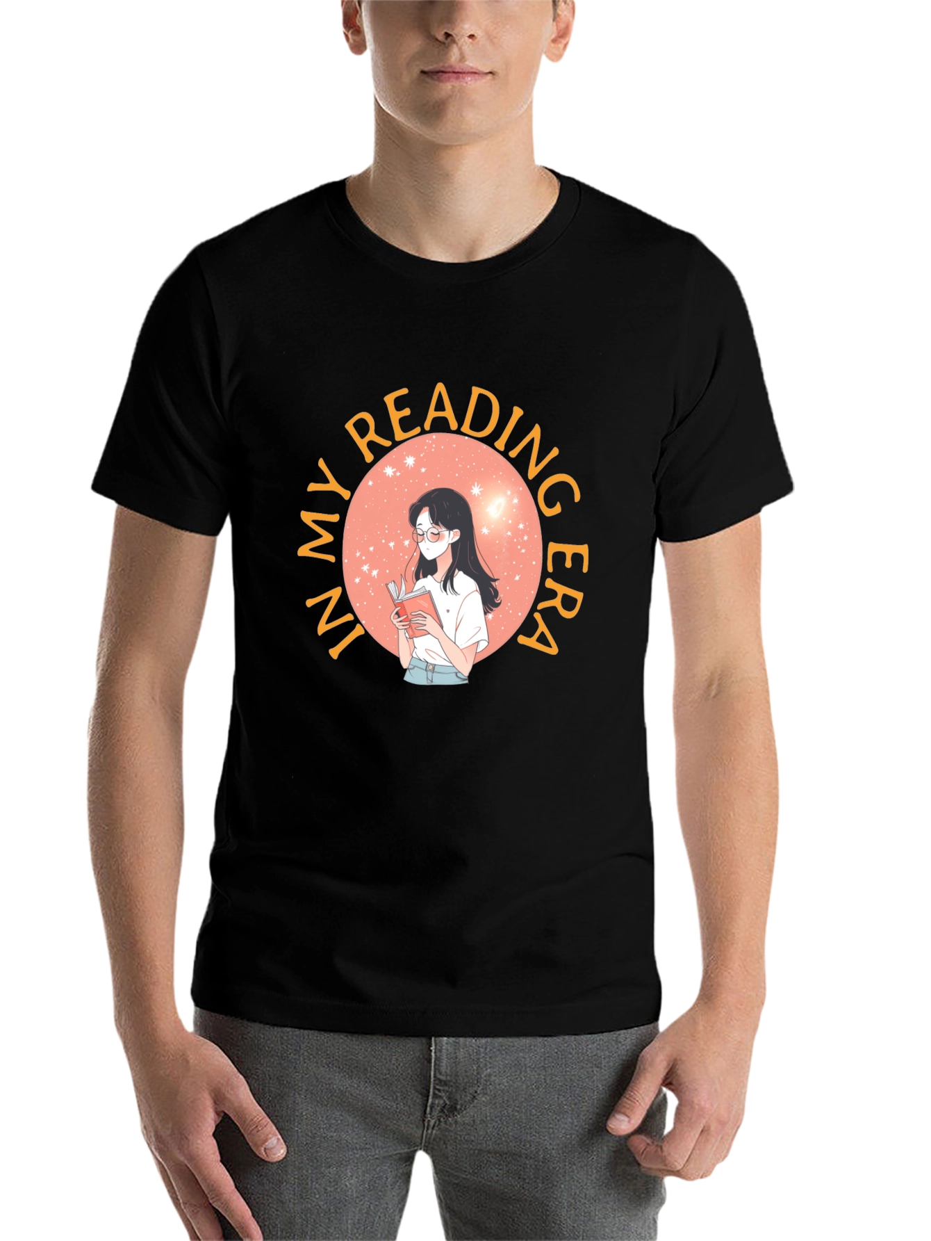 Black Reading Era Graphic Tee - Unisex Black T-Shirt view 7