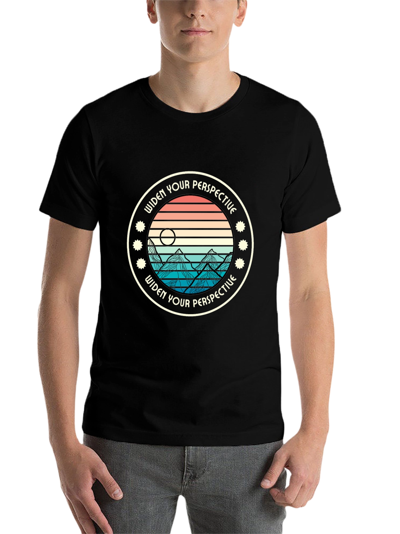 Black Widen Your Perspective Graphic Tee - Unisex view 7