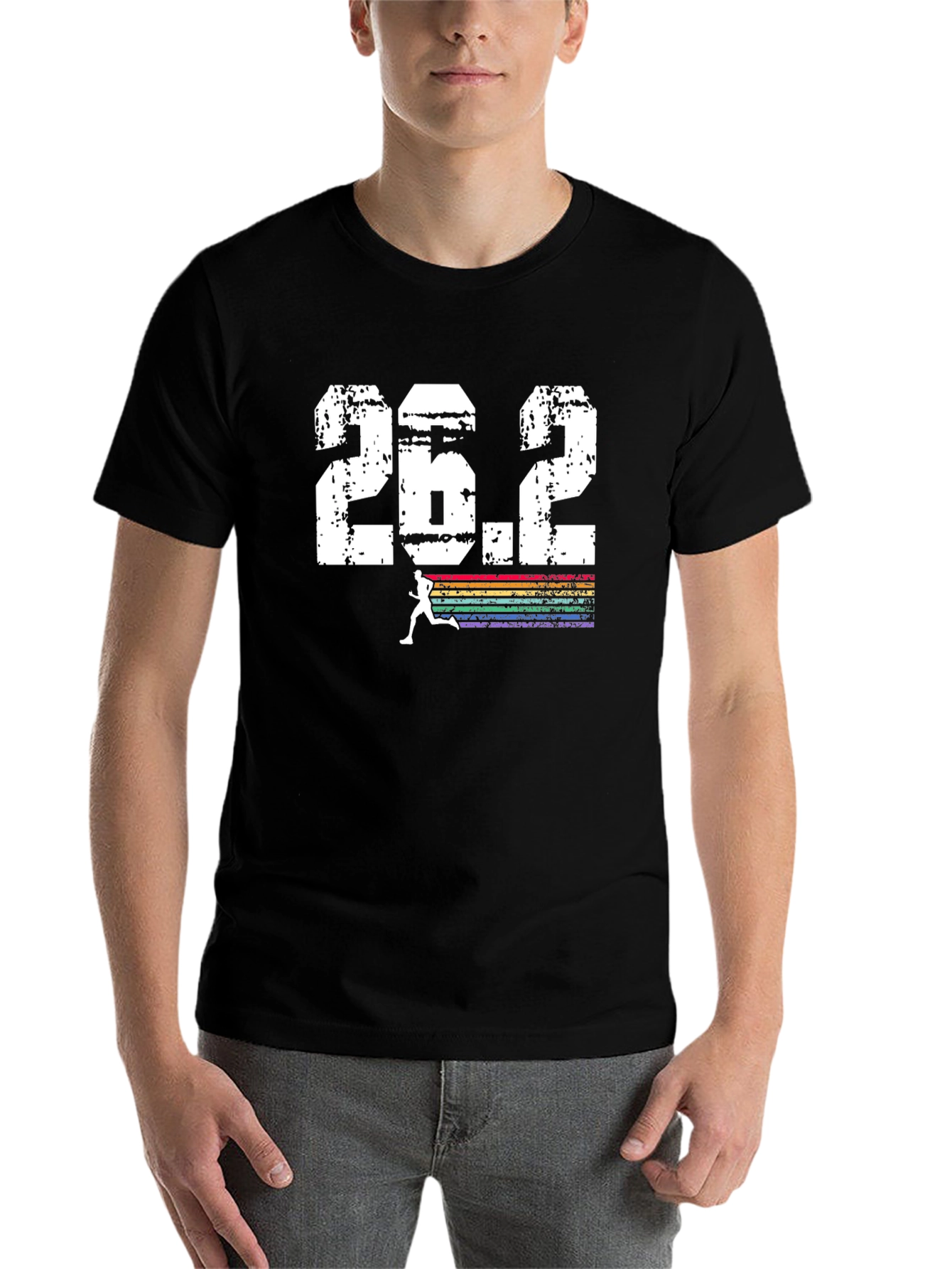 Black 26.2 Marathon Runner Graphic Tee - Black Cotton Blend view 7