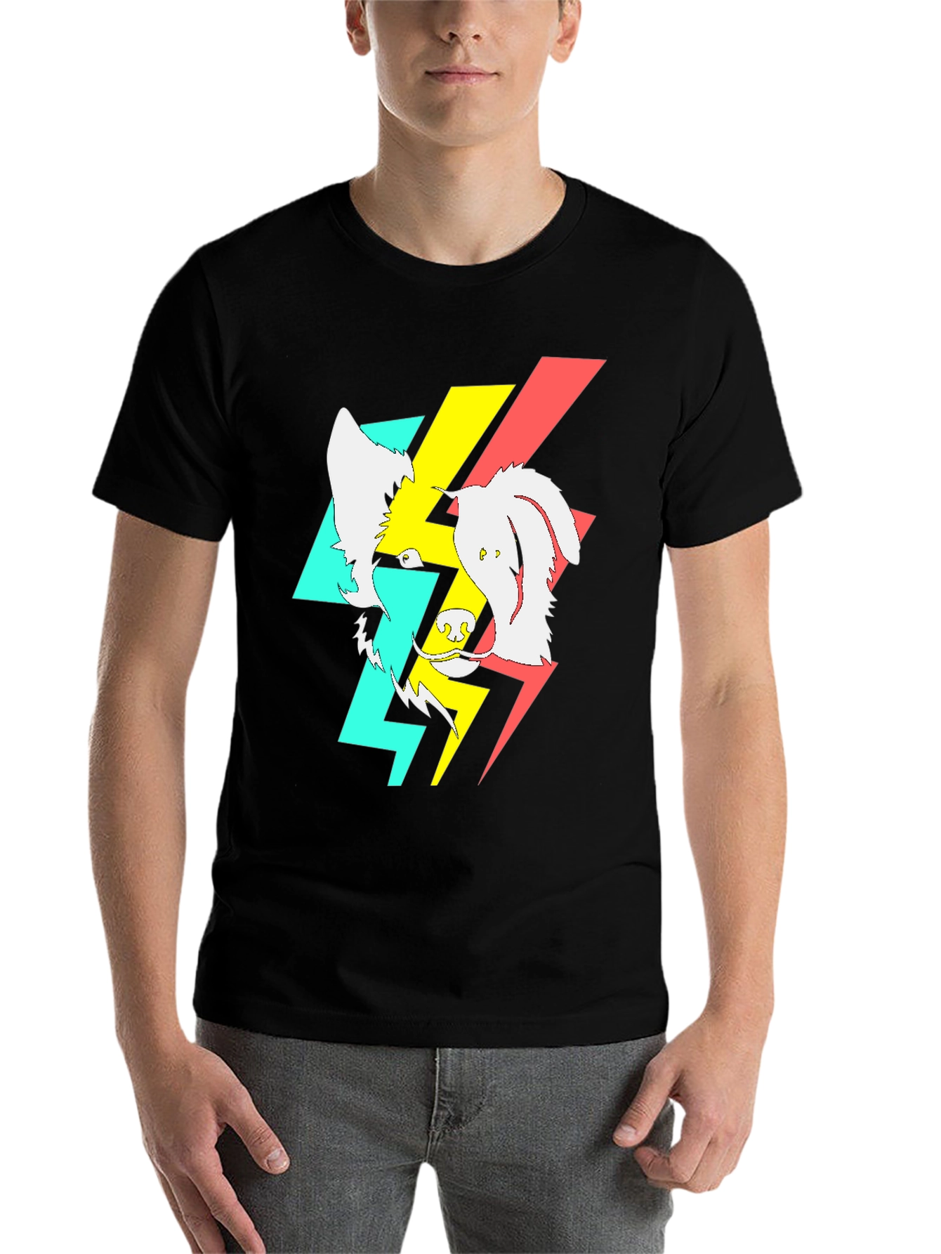 Black Abstract Dog Graphic Black T-Shirt view 7