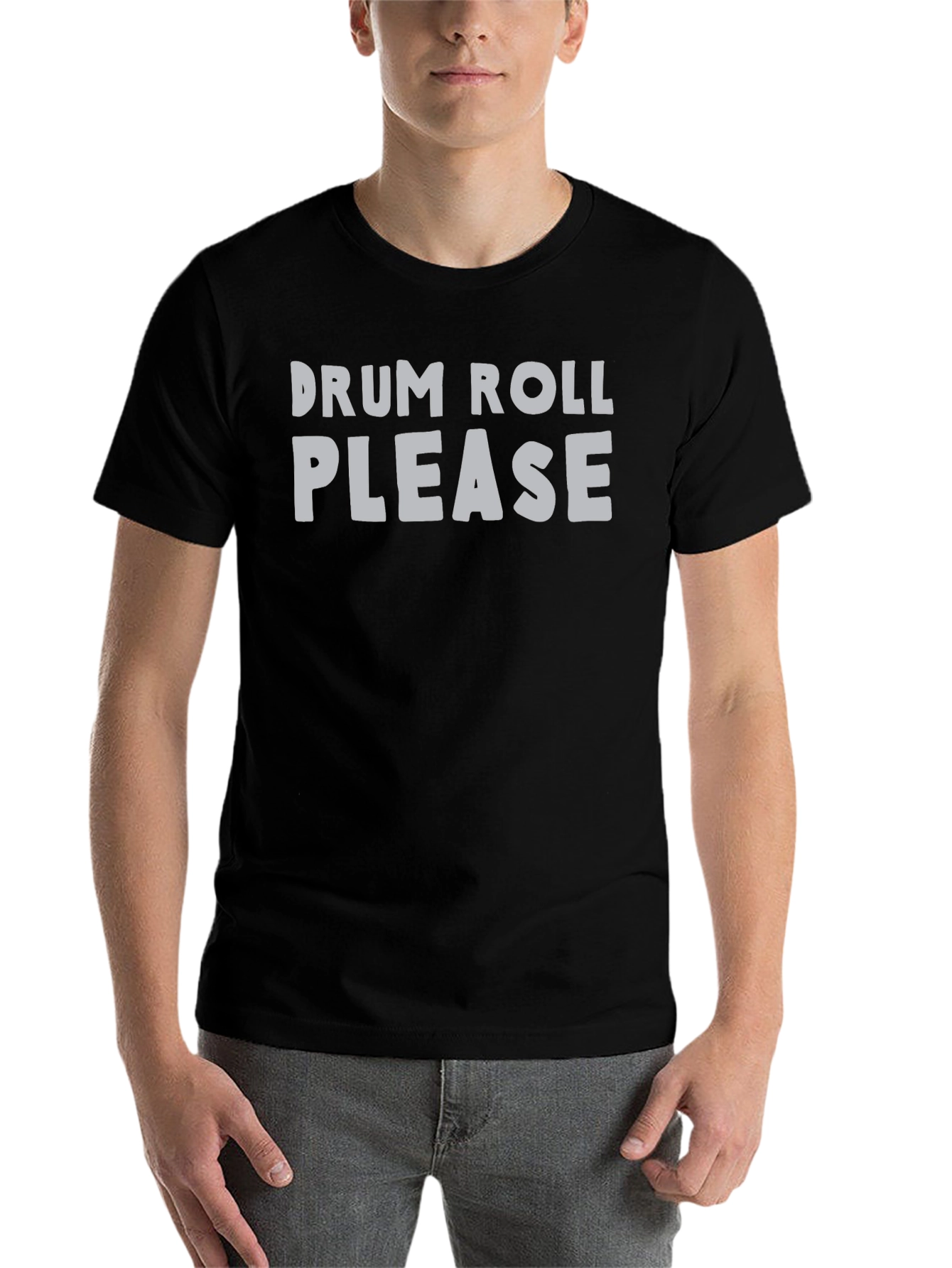 Black Drum Roll Please Graphic Tee - Black Cotton T-Shirt view 7