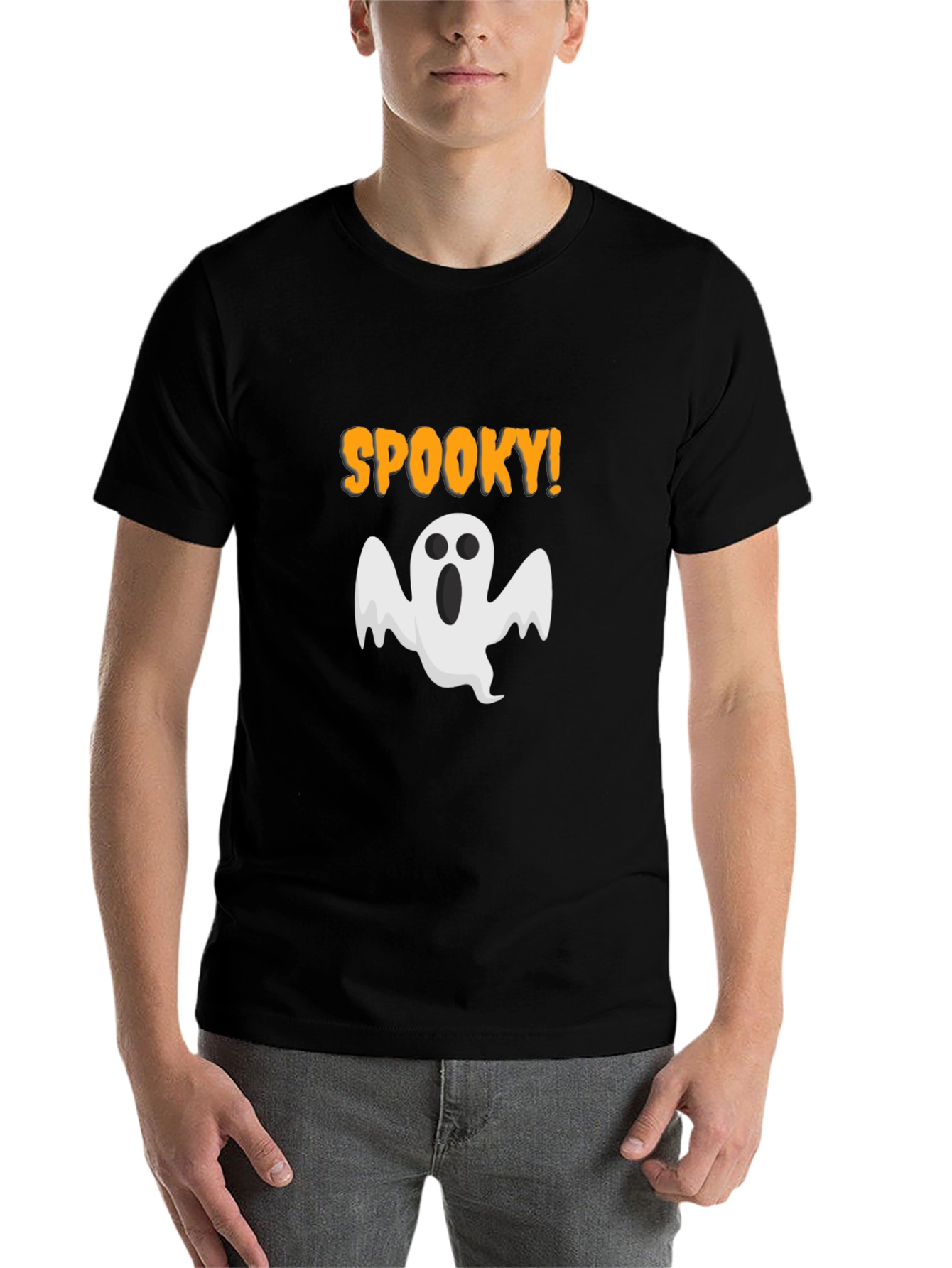 Black Spooky Ghost Graphic T-Shirt - Halloween Tee view 7