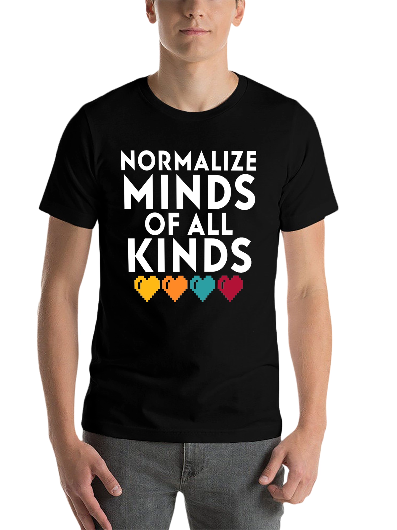 Black Normalize Minds of All Kinds Graphic T-Shirt view 7