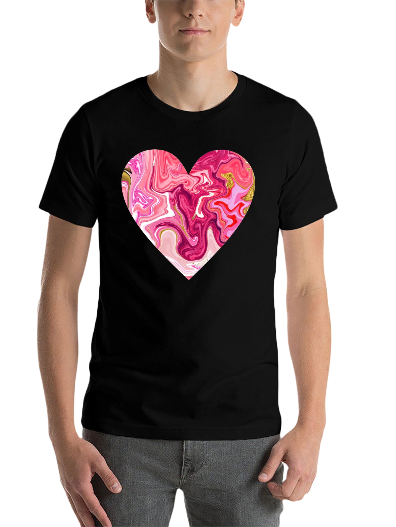 Black Heart Swirl Graphic Tee - Soft Cotton Blend view 7