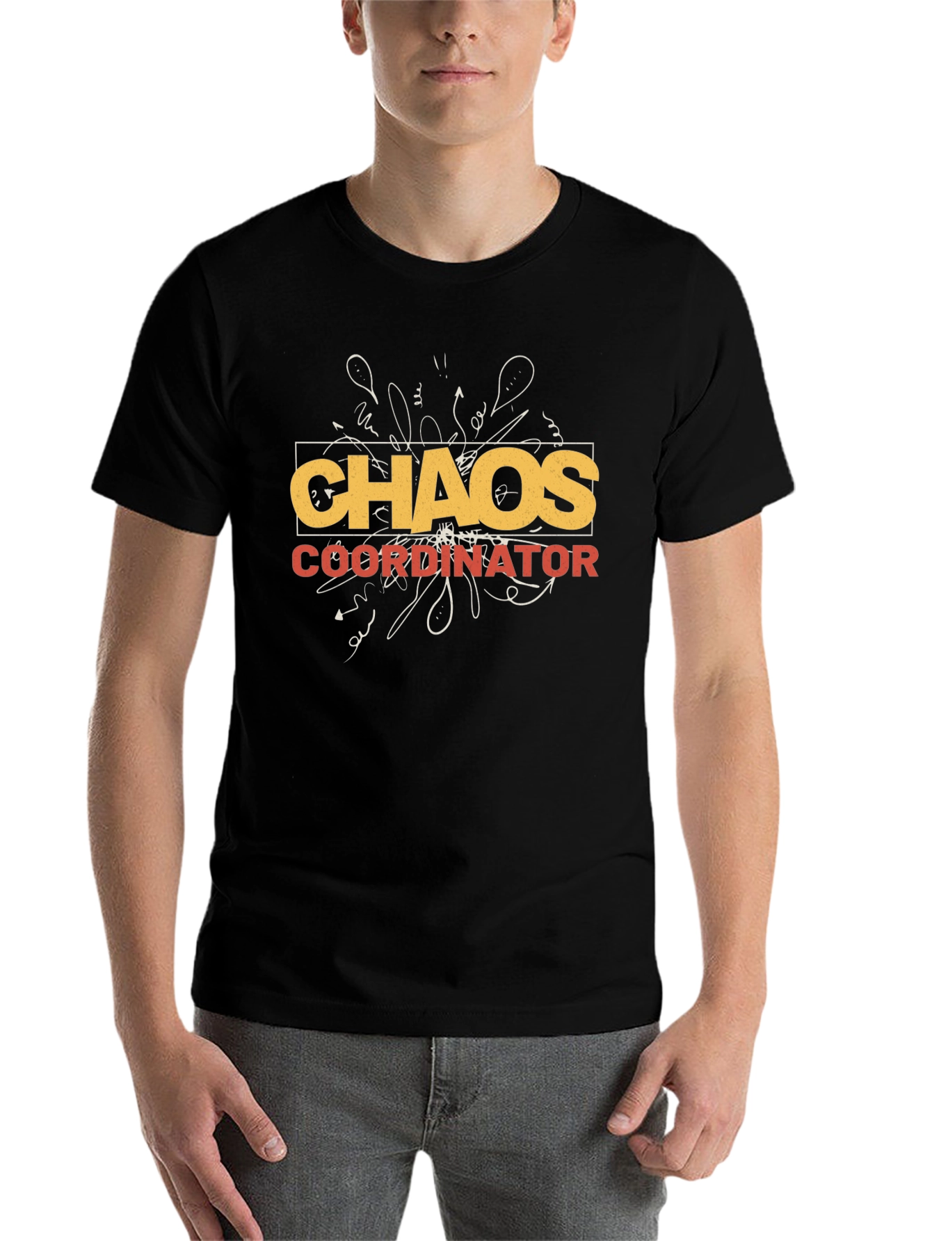 Black Chaos Coordinator Graphic Tee -  Novelty Men's T-Shirt view 7