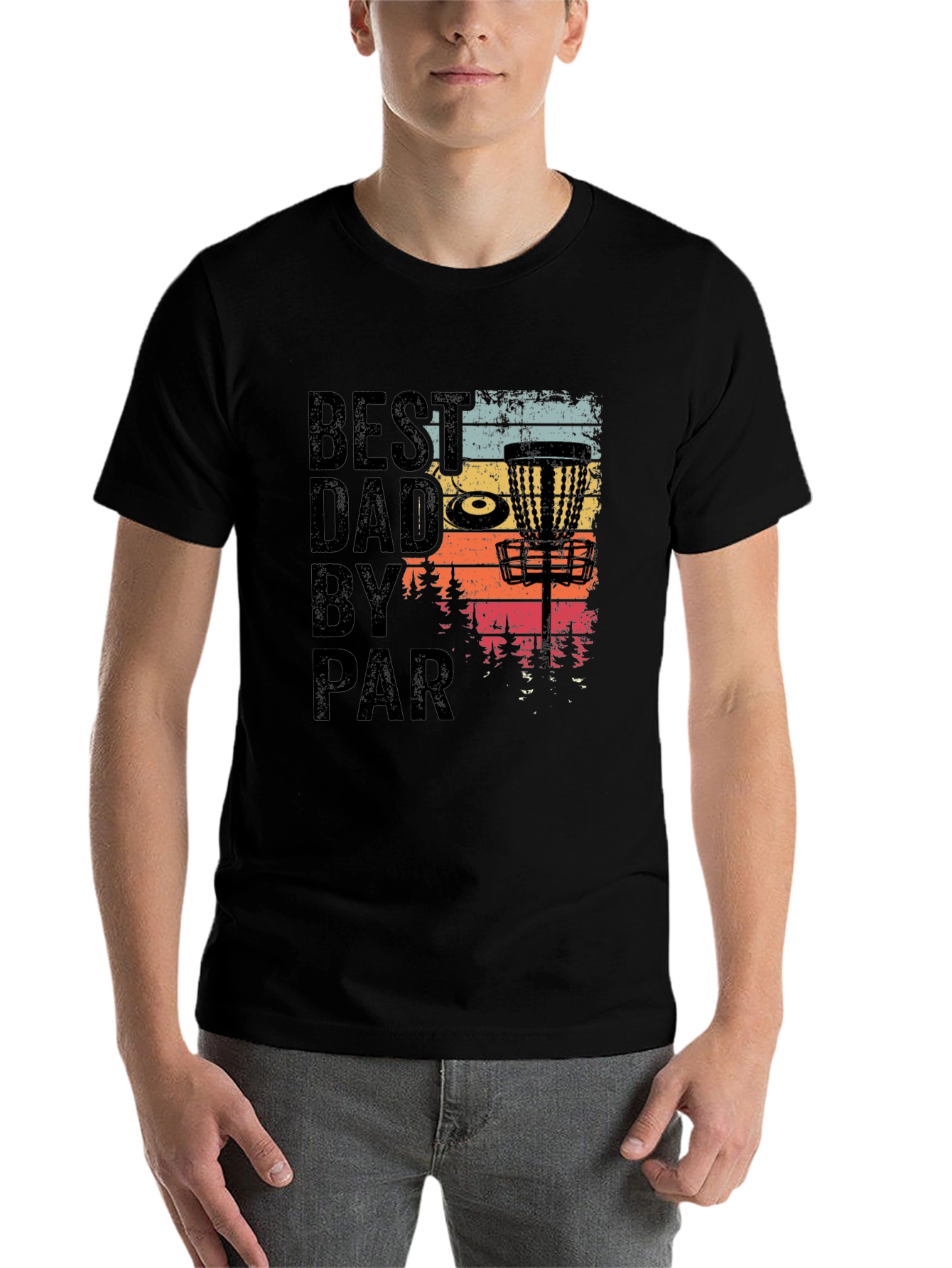 Black Best Dad by Par Disc Golf T-Shirt view 7