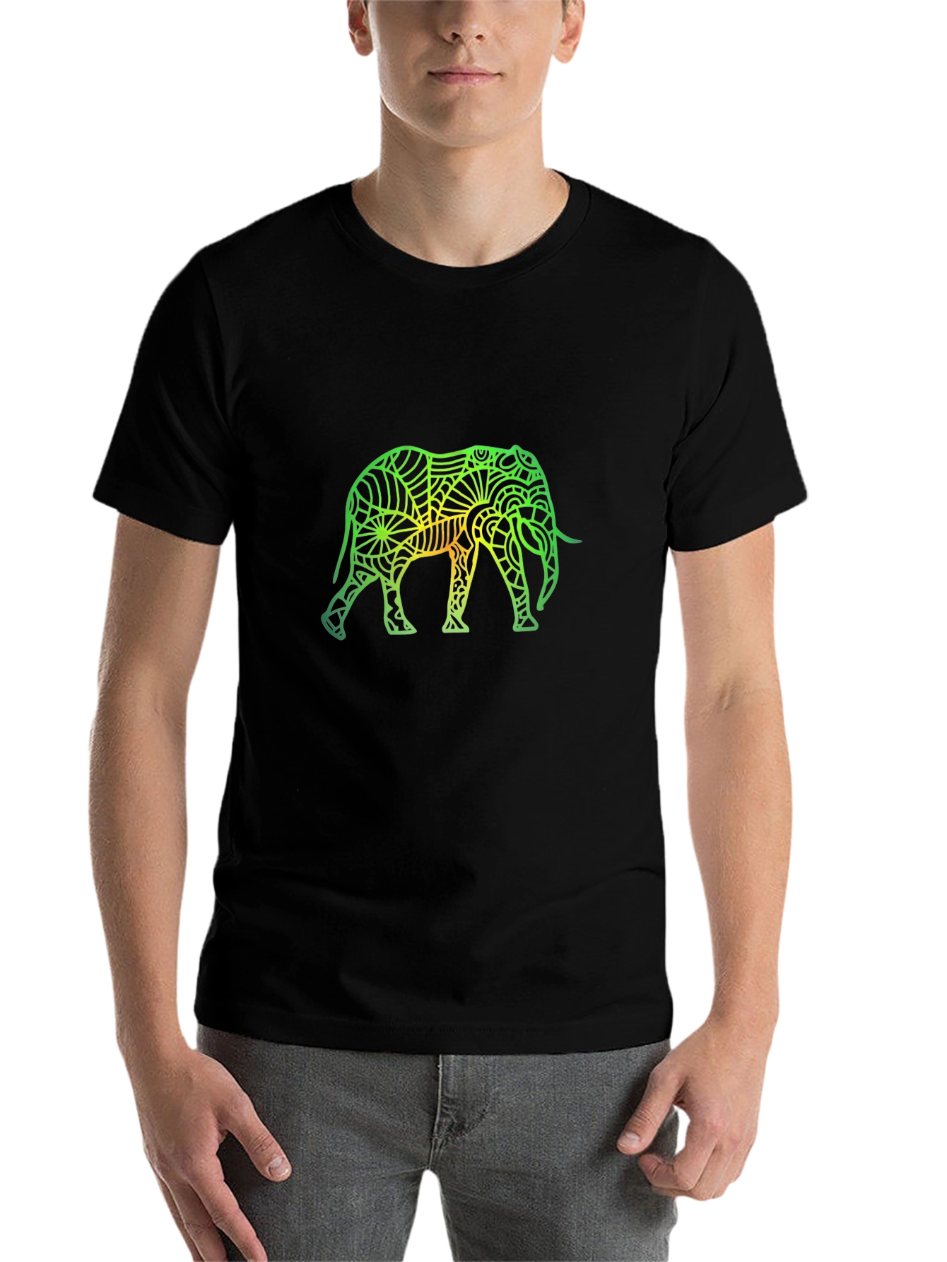 Black Elephant Graphic Tee - Stylish Animal Design view 7
