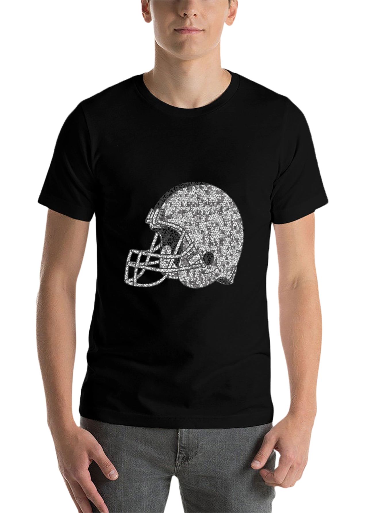 Black Football Helmet Graphic Tee - Black T-Shirt view 7