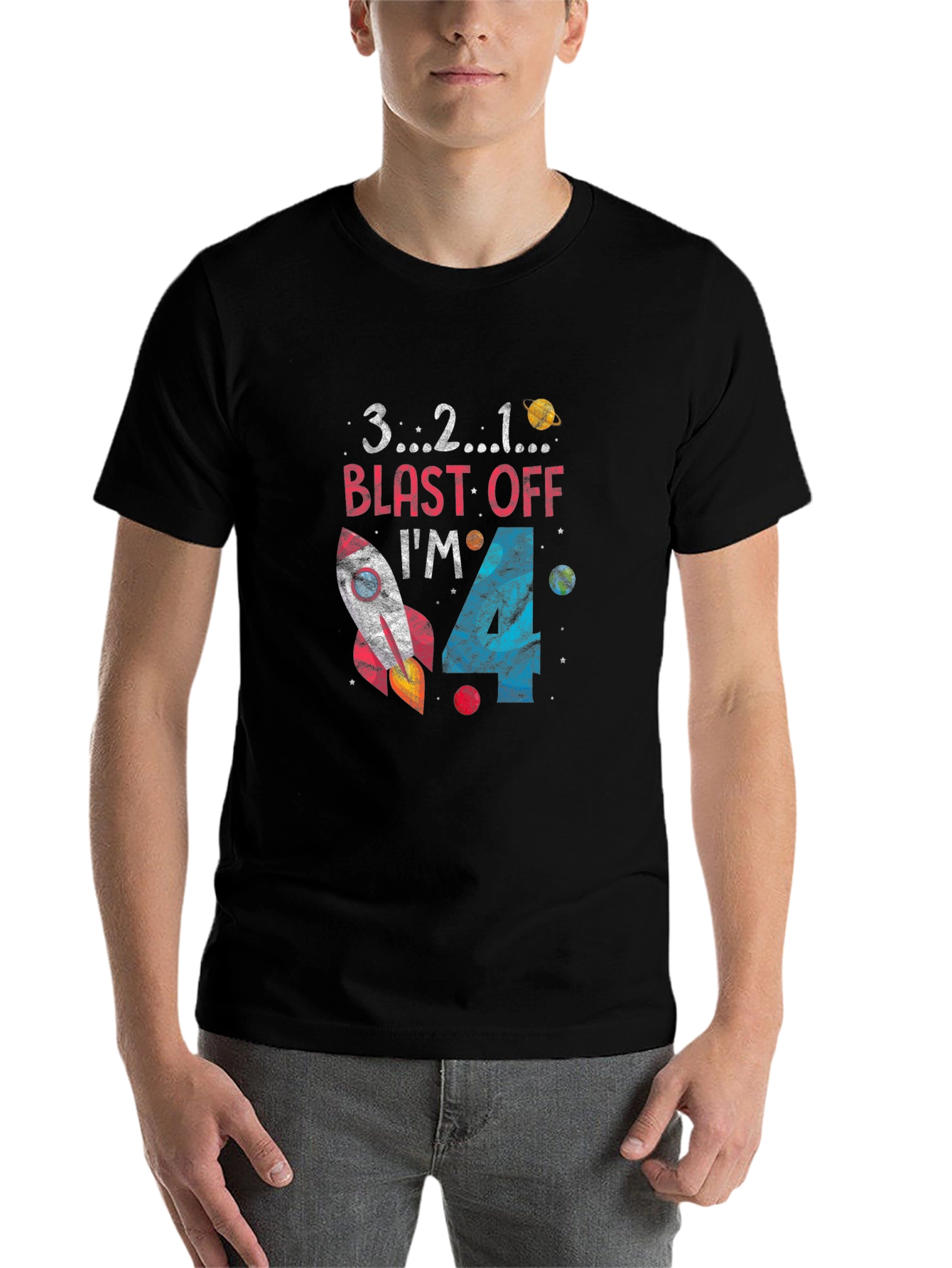 Blast Off 4th Birthday Kids T-Shirt - 7
