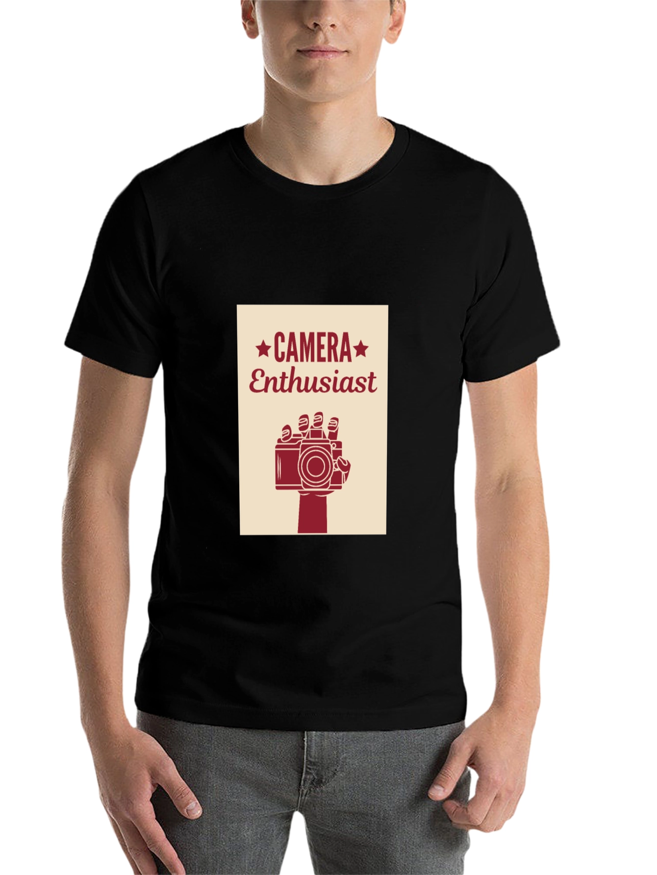 Black Camera Enthusiast Graphic Tee - Black Cotton T-Shirt view 7