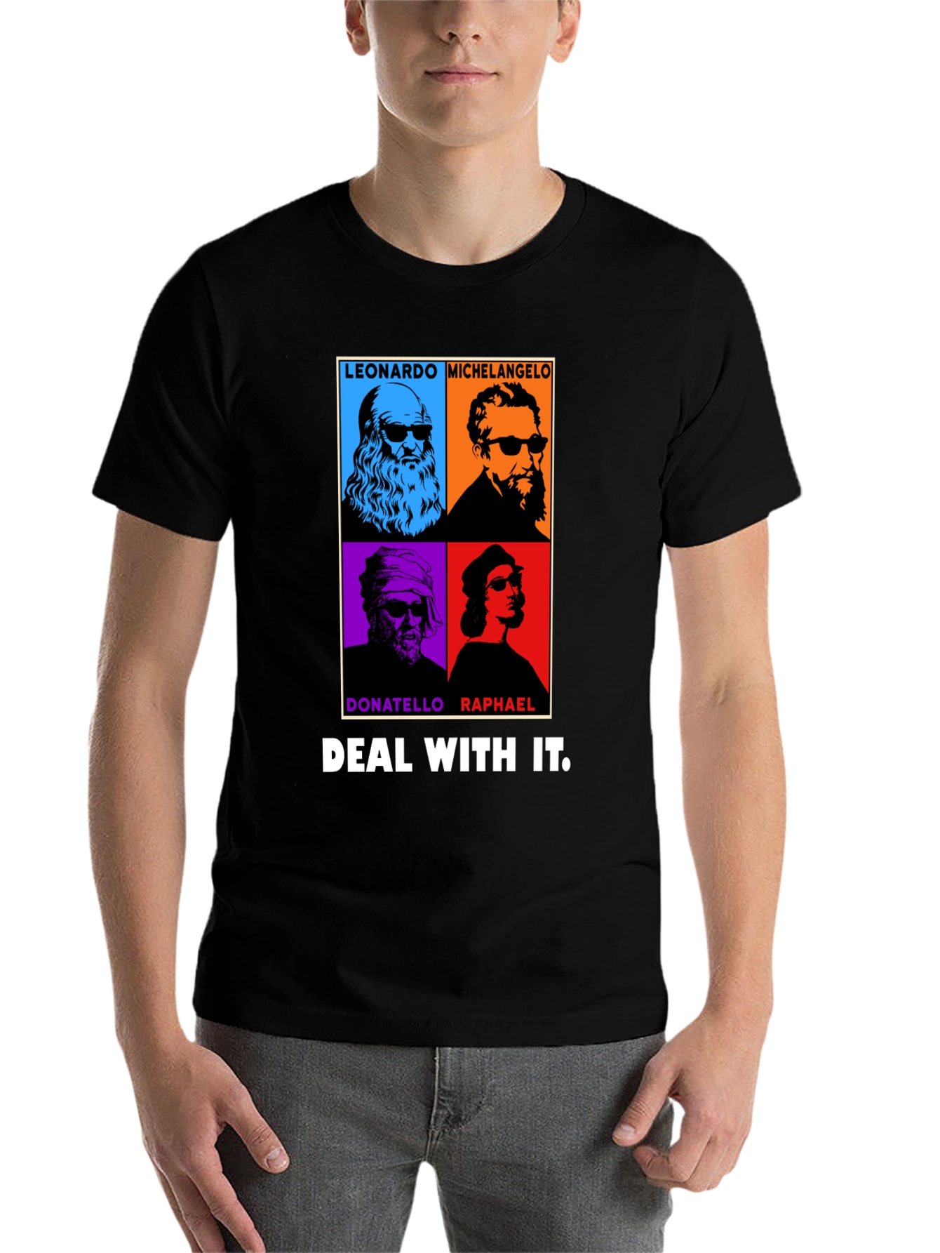 Black Deal With It Artist Tee - Leonardo, Michelangelo, Donatello, Raphael view 7