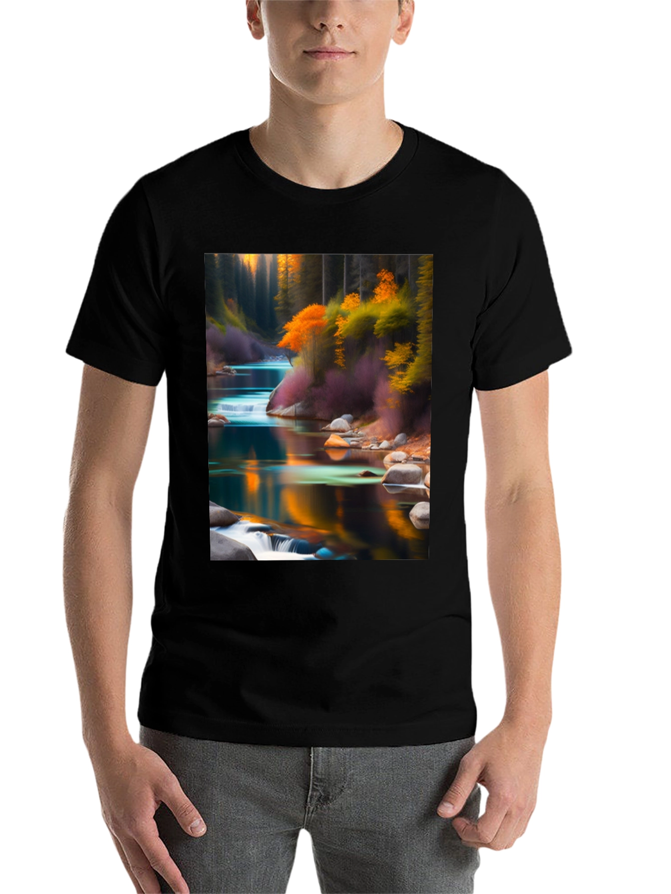 Black Nature's Reflection Black T-Shirt view 7