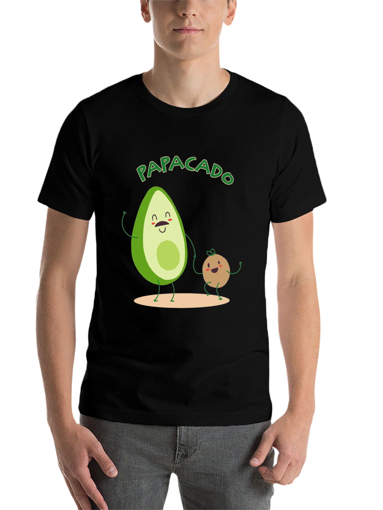 Black Papacado Men's T-Shirt - Avocado Dad Father's Day Tee view 7