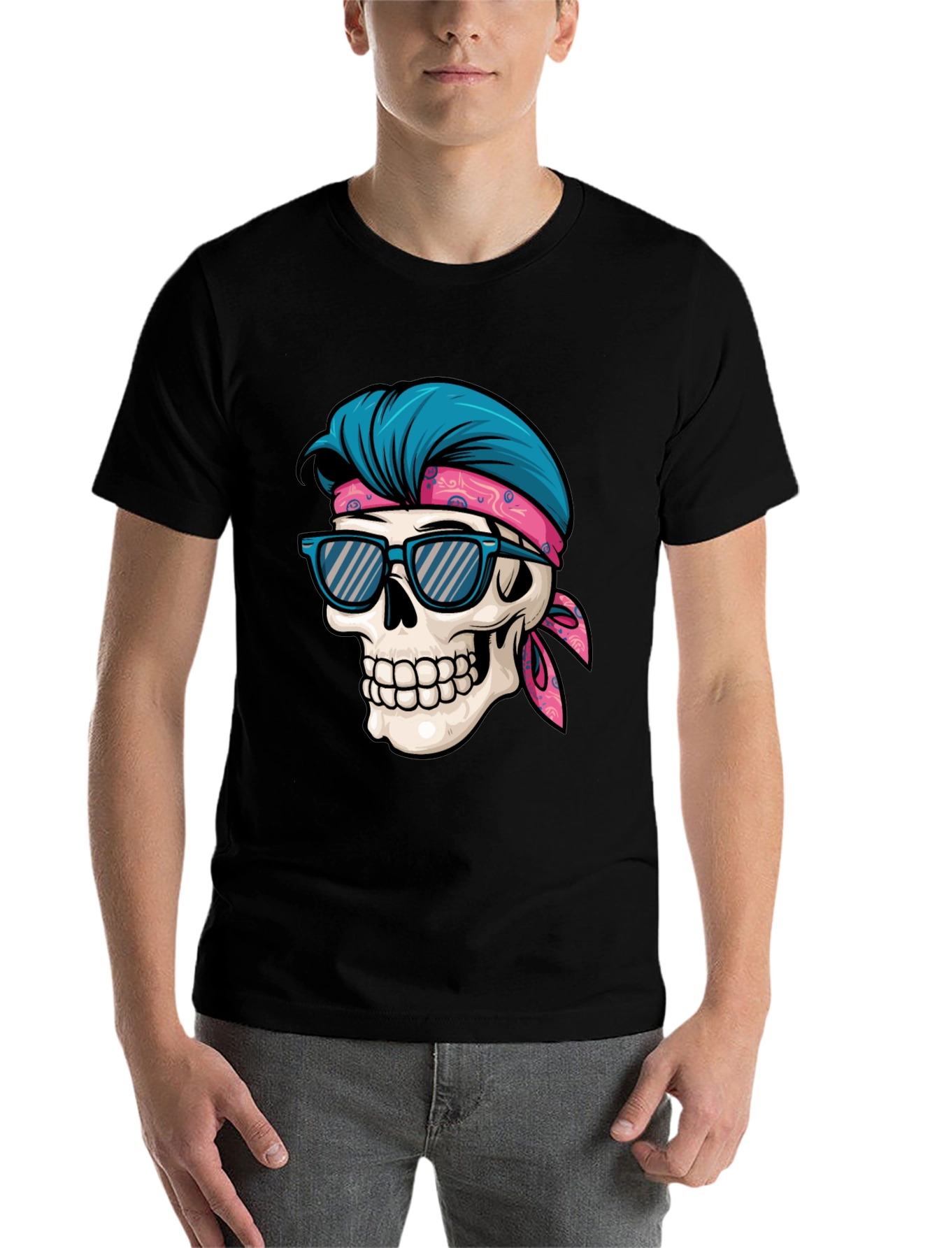 Black Skull Graphic Tee: Cool Summer Vibes view 7